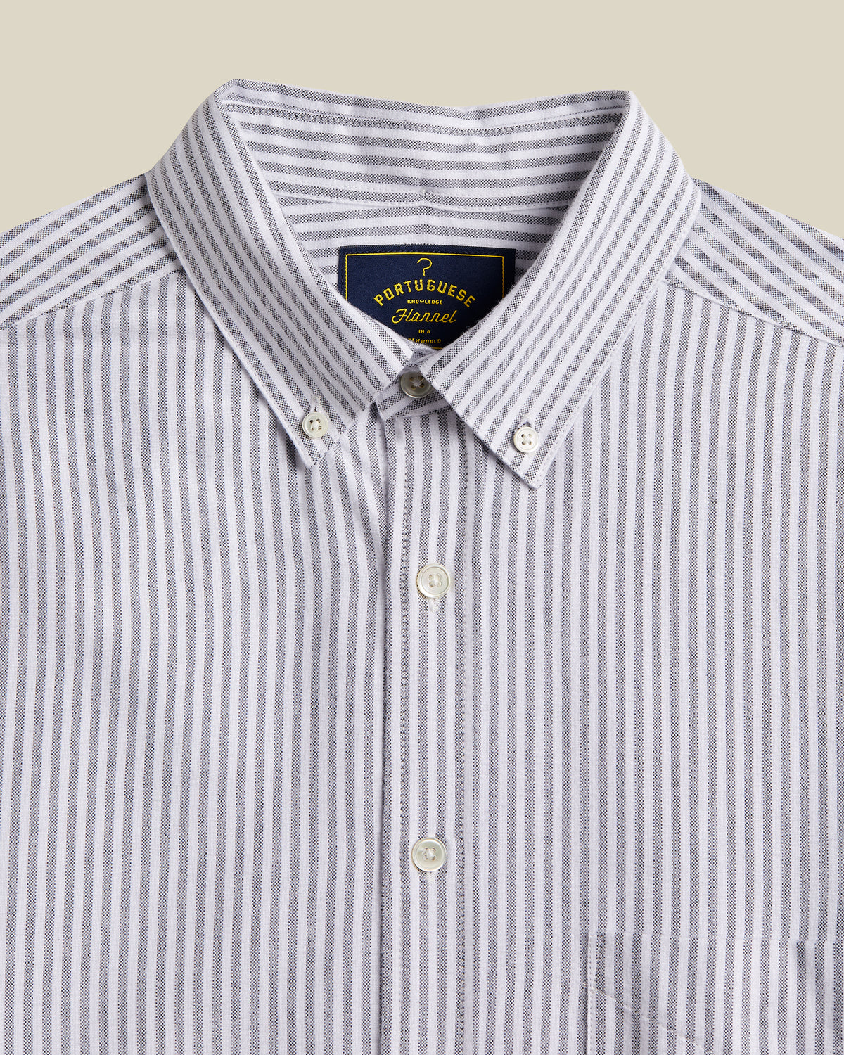 Portuguese Flannel - Brushed Oxford in Black Stripe