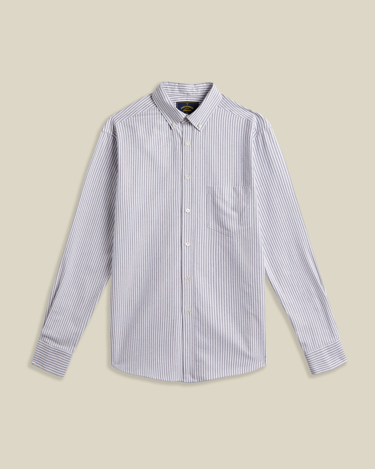 Portuguese Flannel - Brushed Oxford in Black Stripe