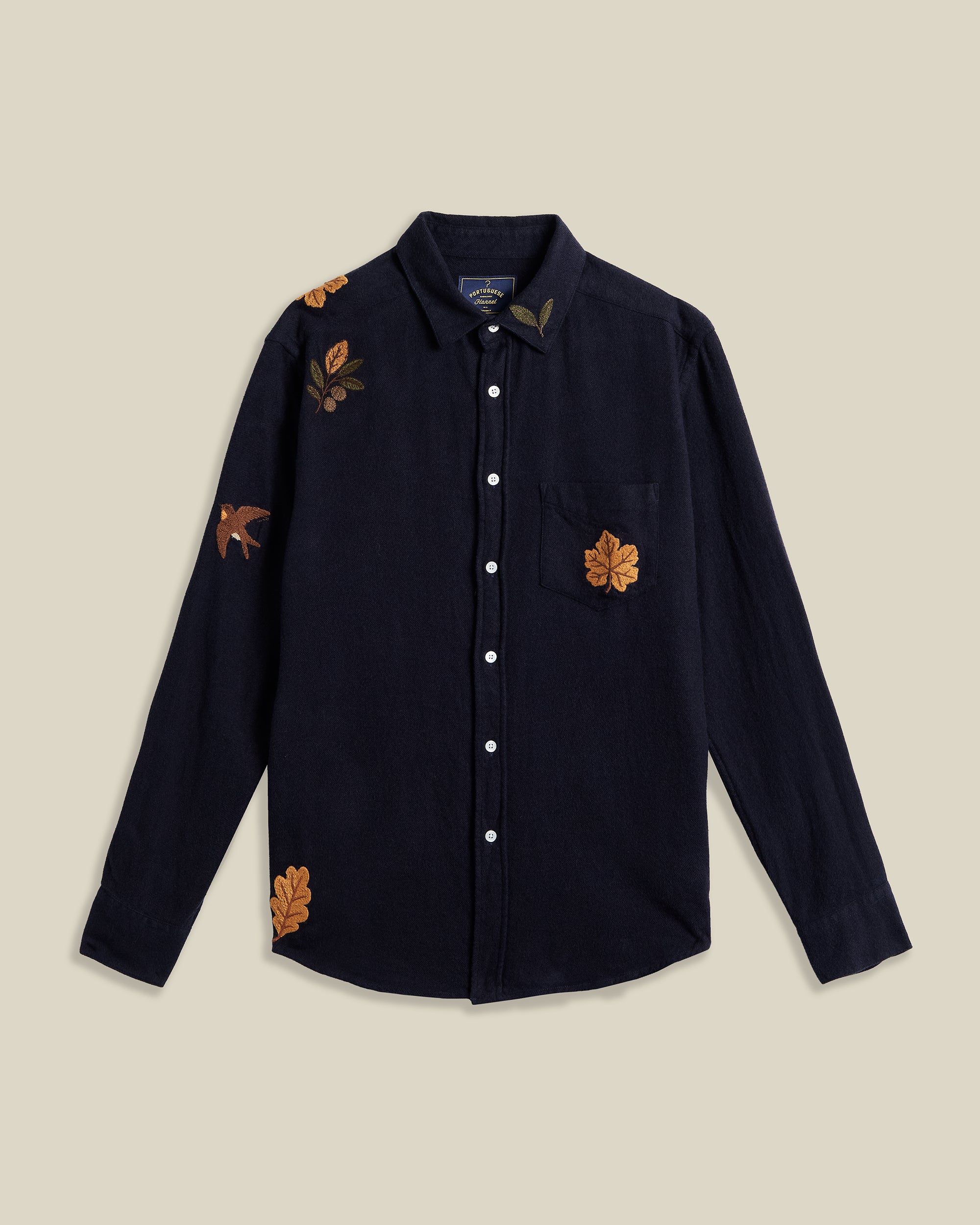 Portuguese Flannel - Embroidered Flannel in Maple