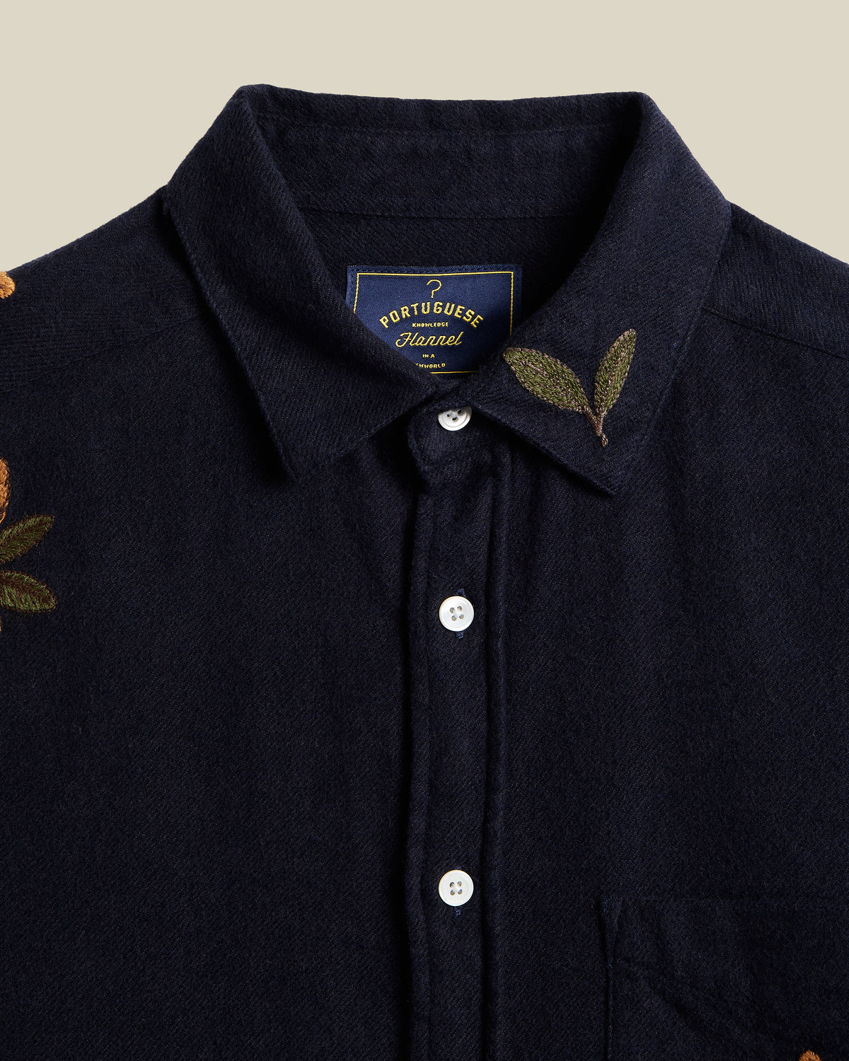 Portuguese Flannel - Embroidered Flannel in Maple