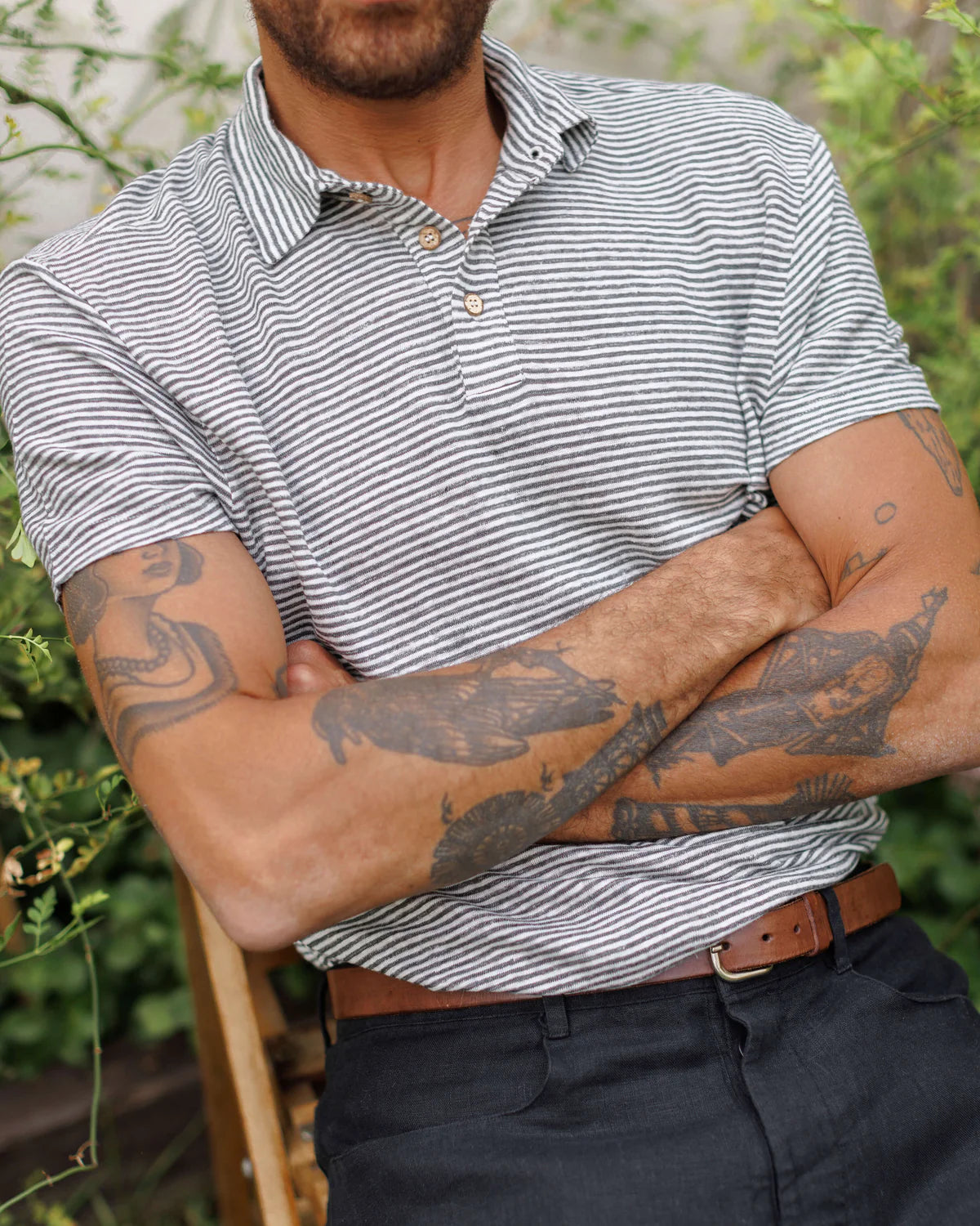 Alex Crane - Knit Polo in Lines