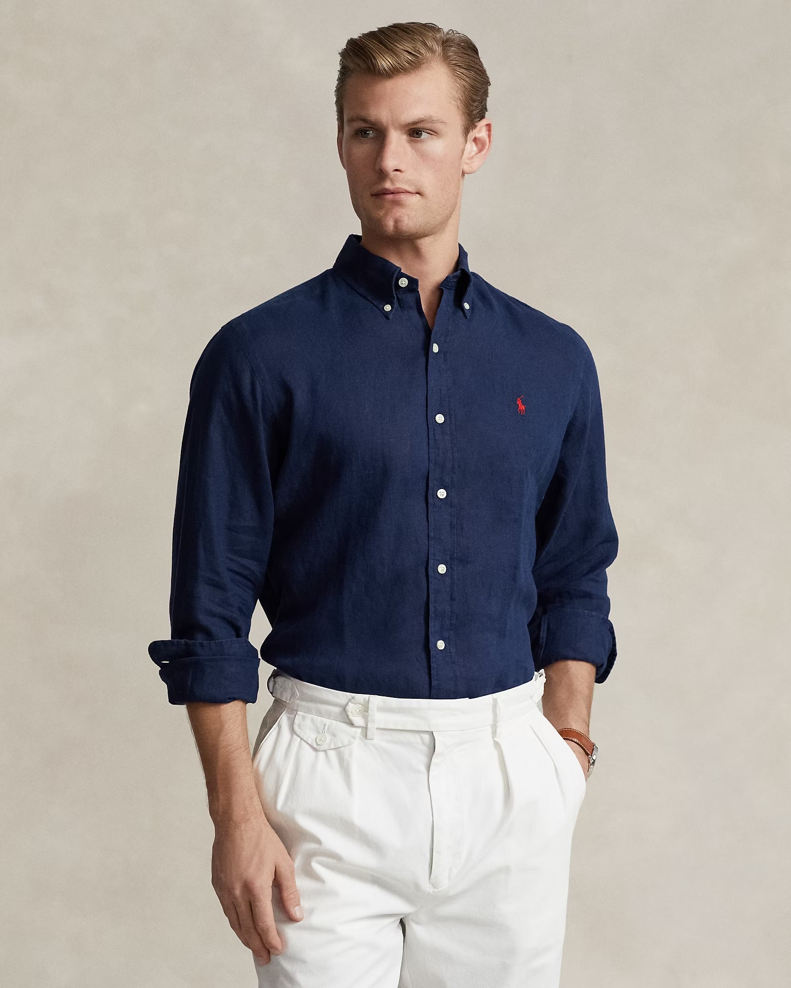Polo Ralph Lauren - Lightweight Linen Sport Shirt in Navy Classic Fit