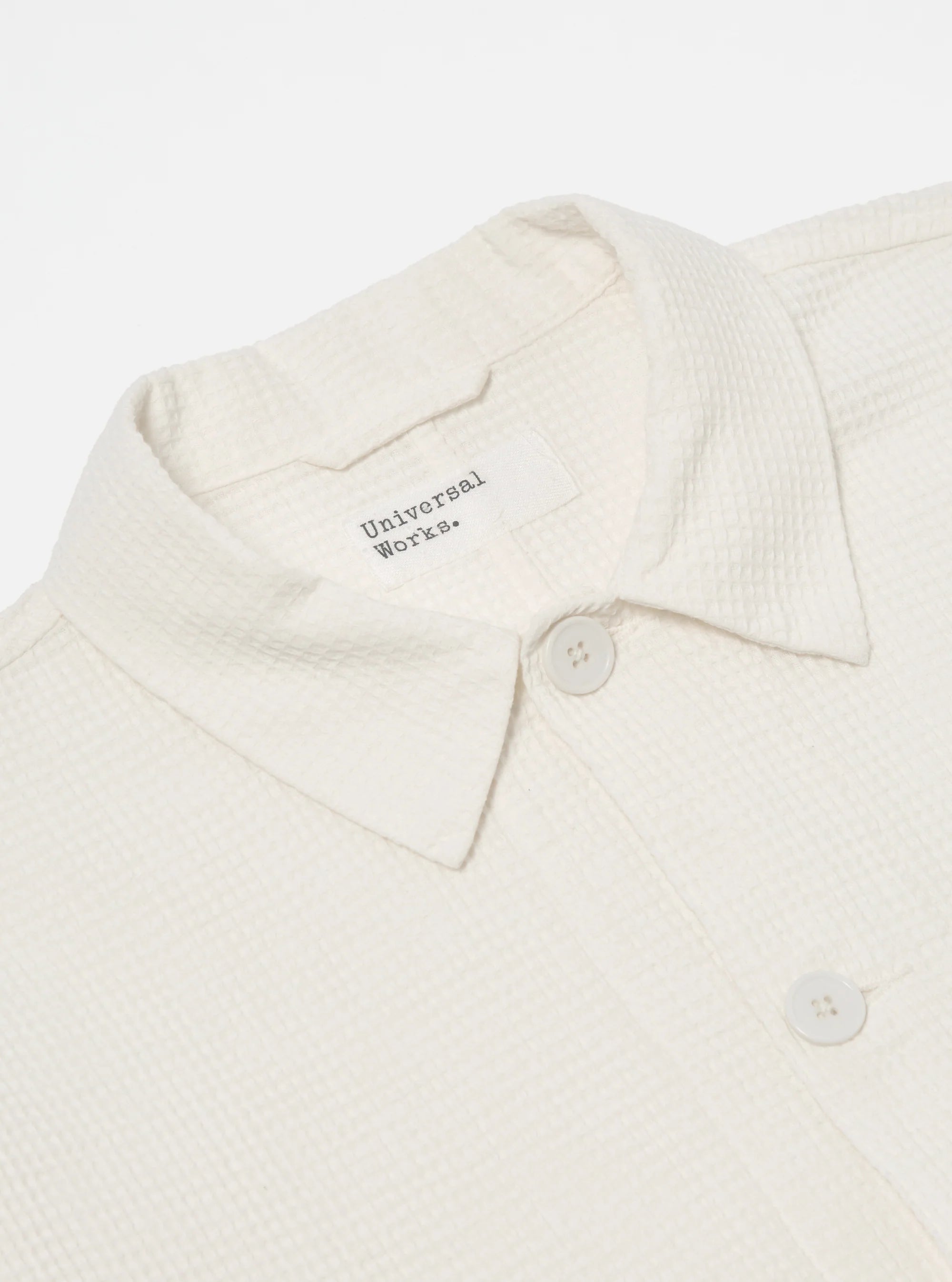 Universal Works - Travail Overshirt in Ecru Japanese Waffle