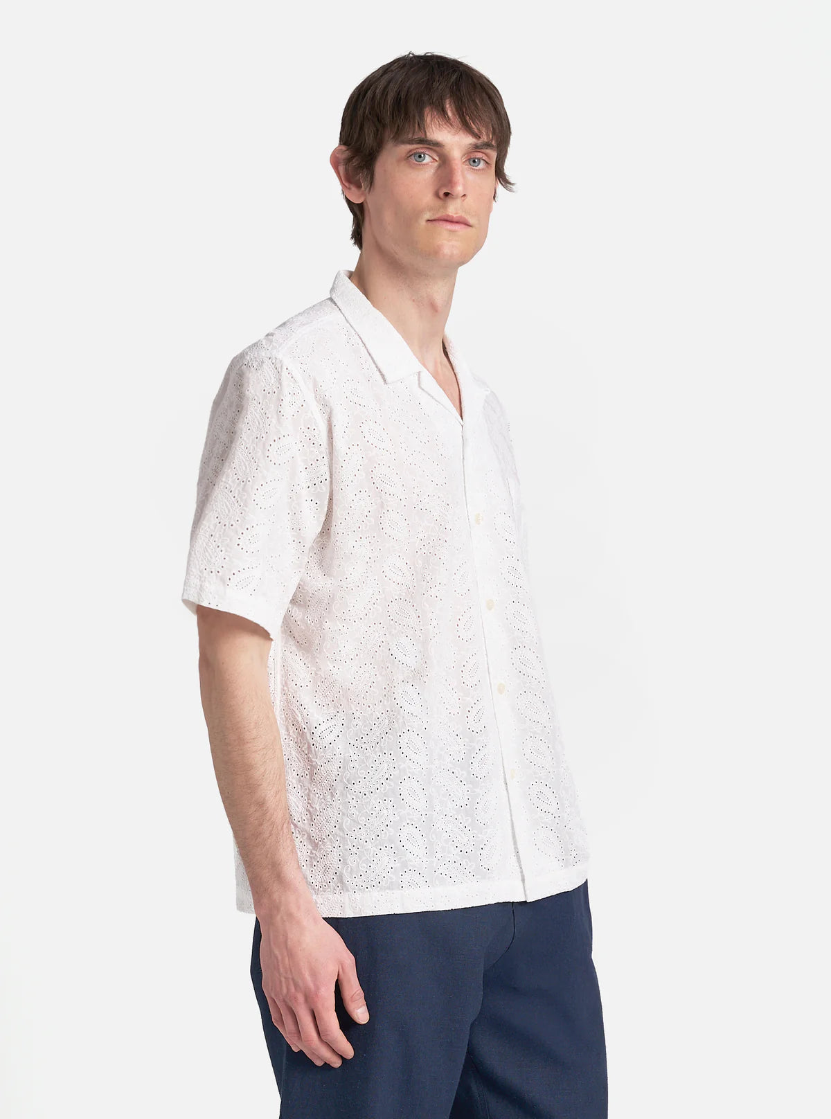 Universal Works - Road Shirt in White Hacoba