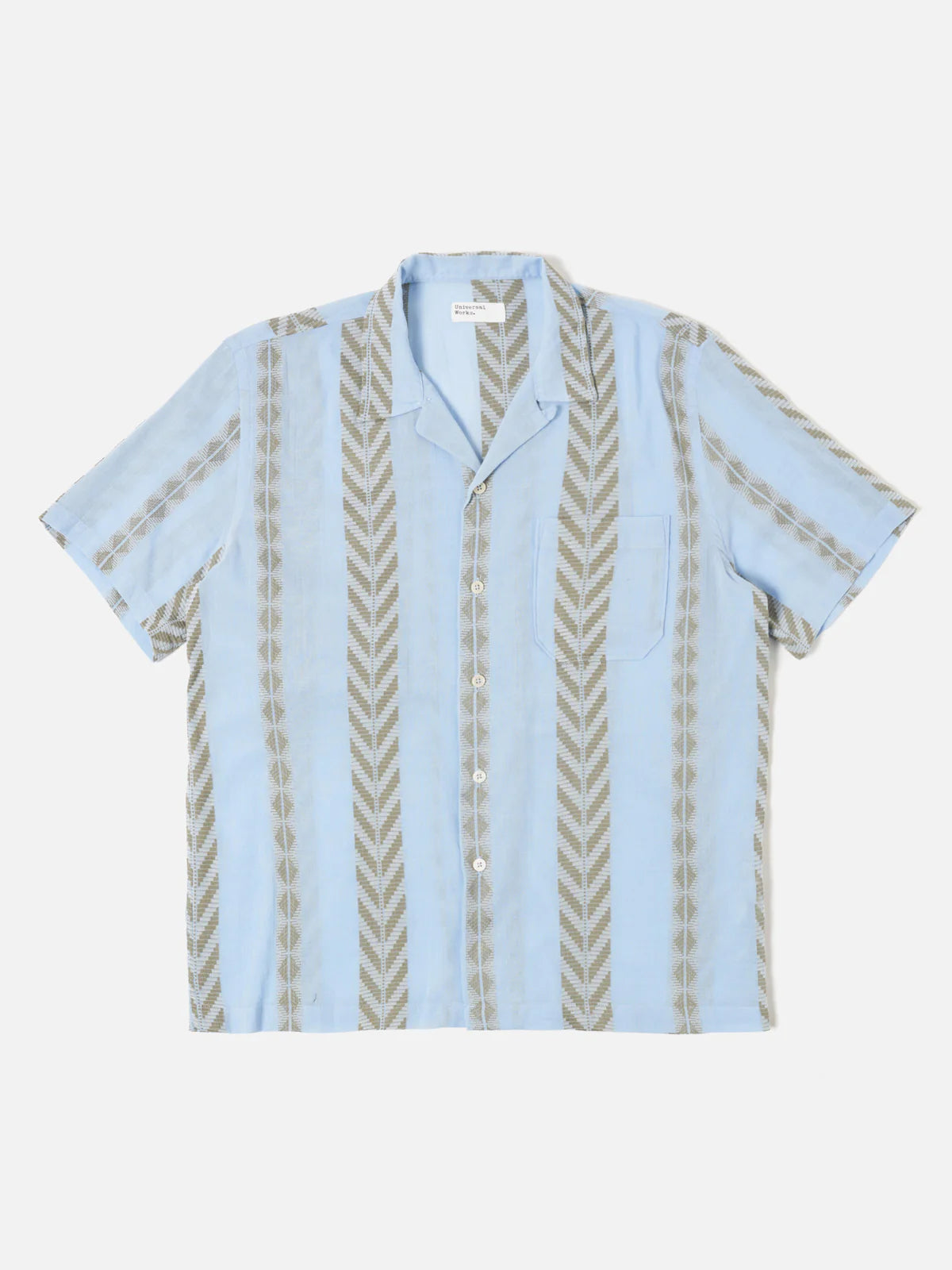 Universal Works - Road Shirt in Pale Blue Hendrix Beach Stripe