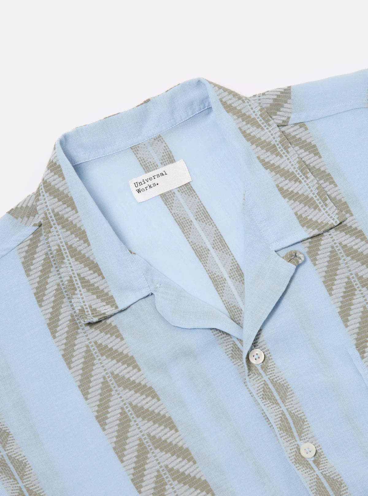 Universal Works - Road Shirt in Pale Blue Hendrix Beach Stripe