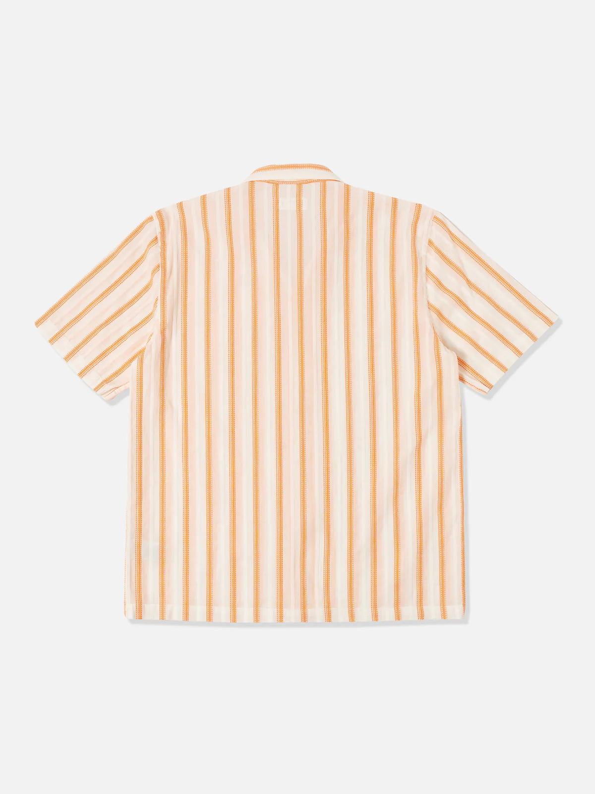 Universal Works - Road Shirt in White/Orange Fans Stripe Cotton