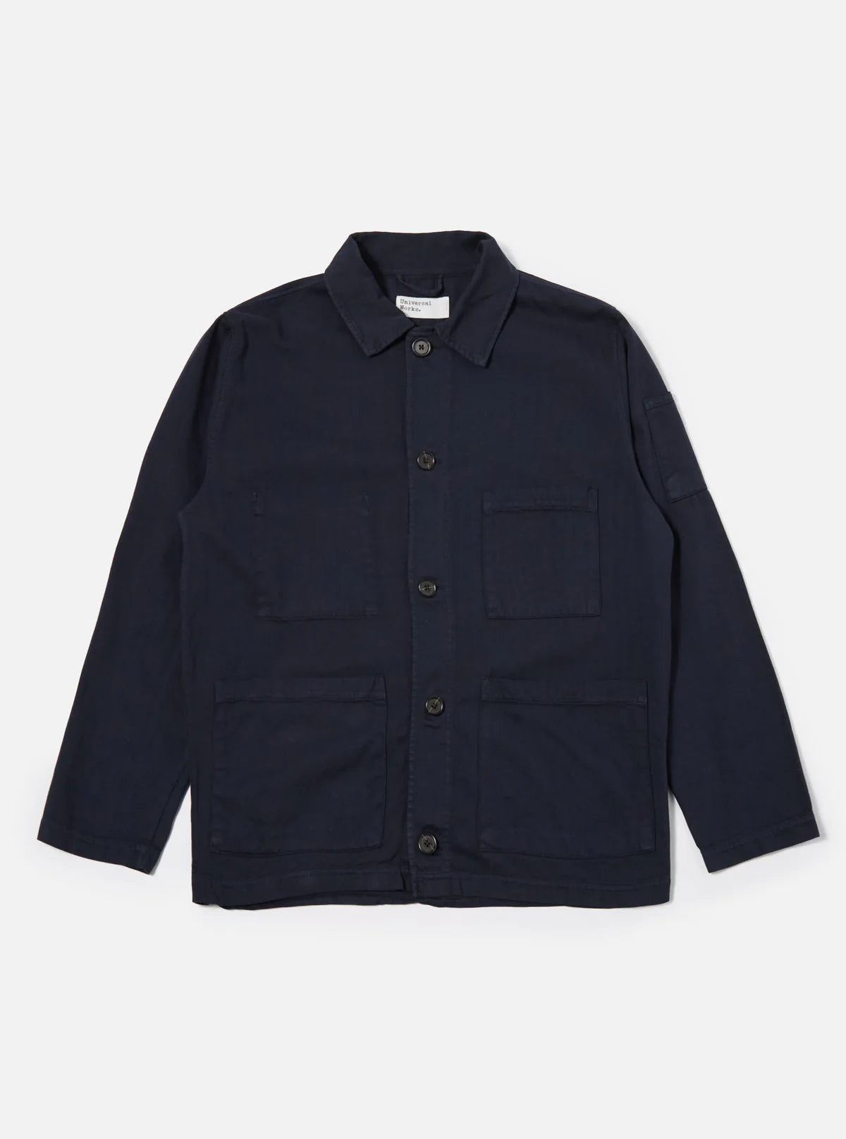 Universal Works - Coverall Jacket in Dark Navy Herringbone Cotton