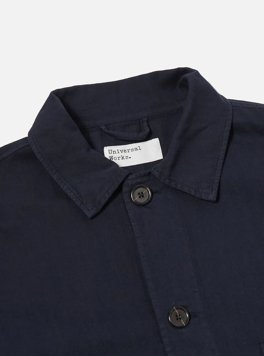 Universal Works - Coverall Jacket in Dark Navy Herringbone Cotton