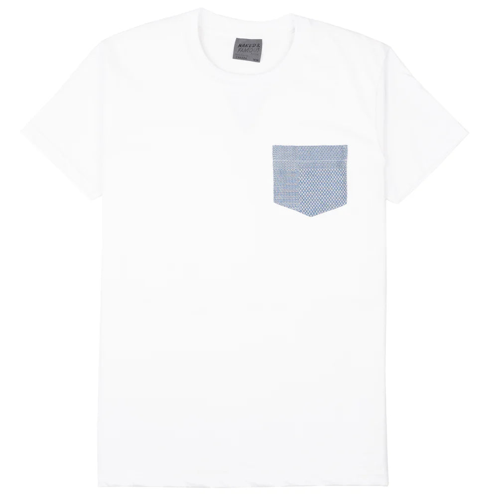 Naked & Famous - Pocket Tee: Dobby Patchwork in White