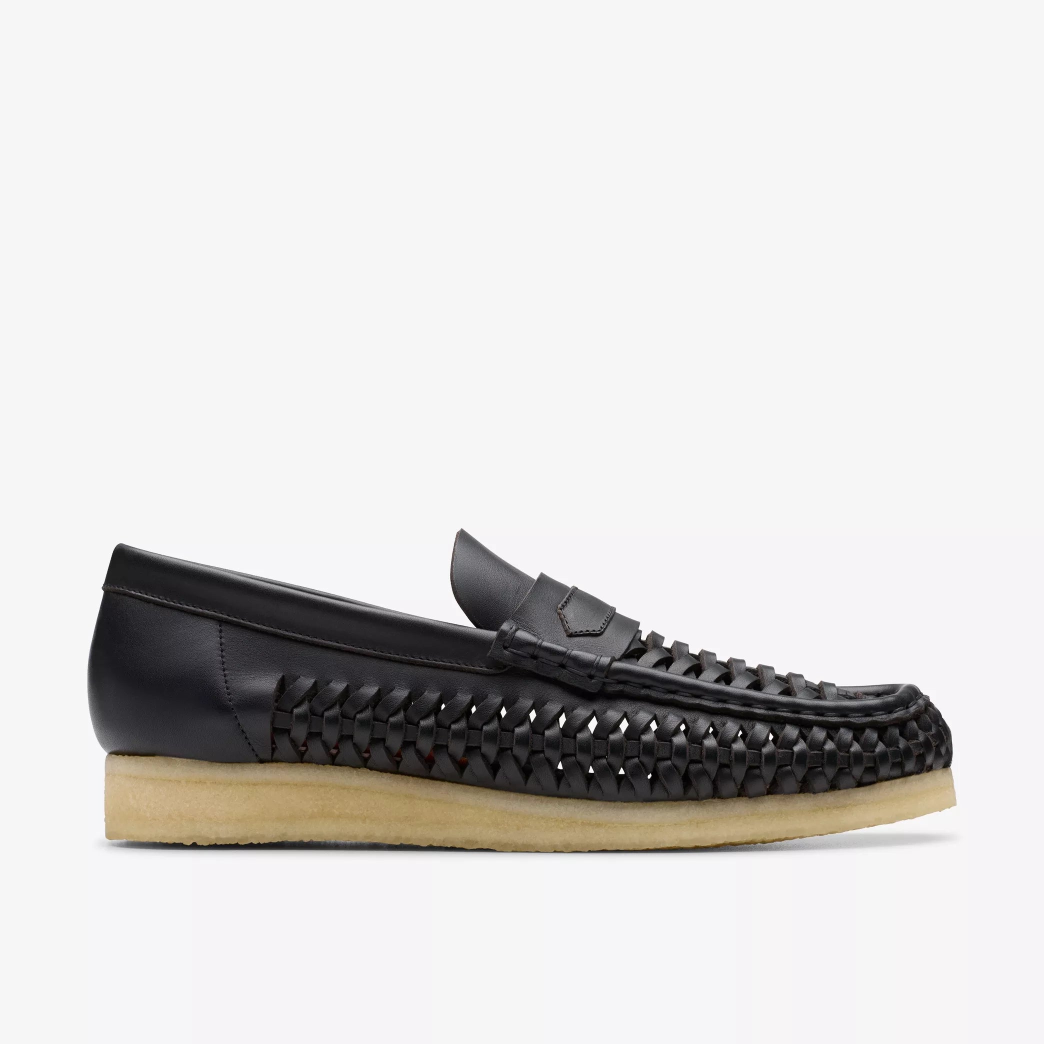 Clarks - Wallabee Penny Weave in Black Leather