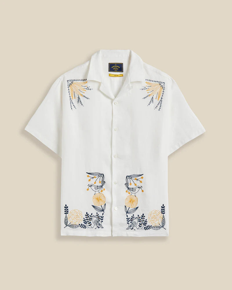 Portuguese Flannel - Embroidery Bird and Flowers
