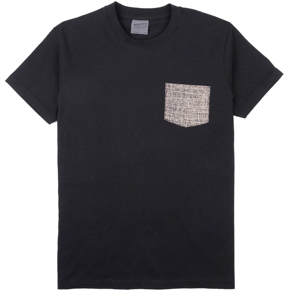 Naked & Famous - Pocket Tee: Kimono Scramble in Black