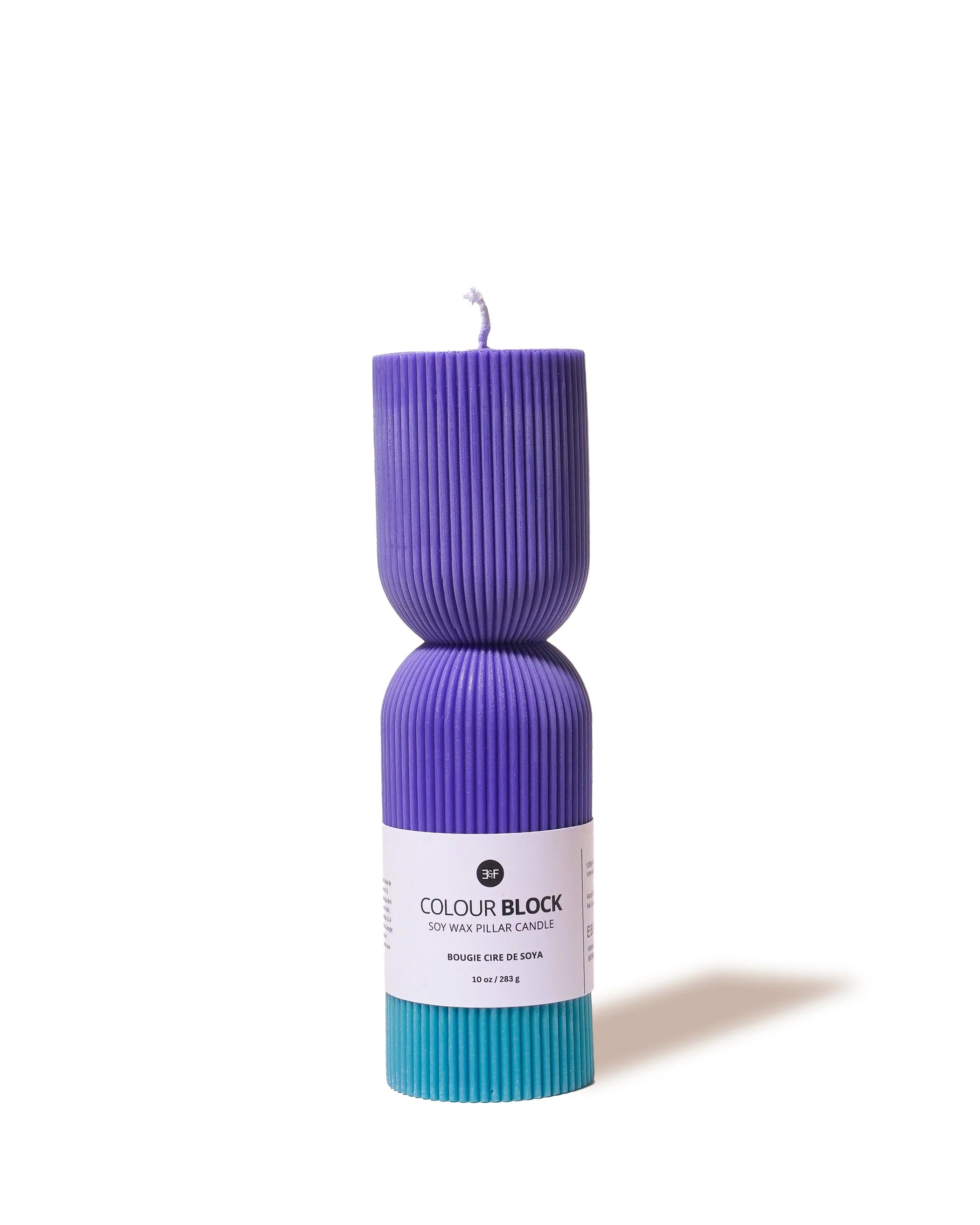 Ebb and Flow - Colour Block Pillar Candle in Royal Blue and Sky