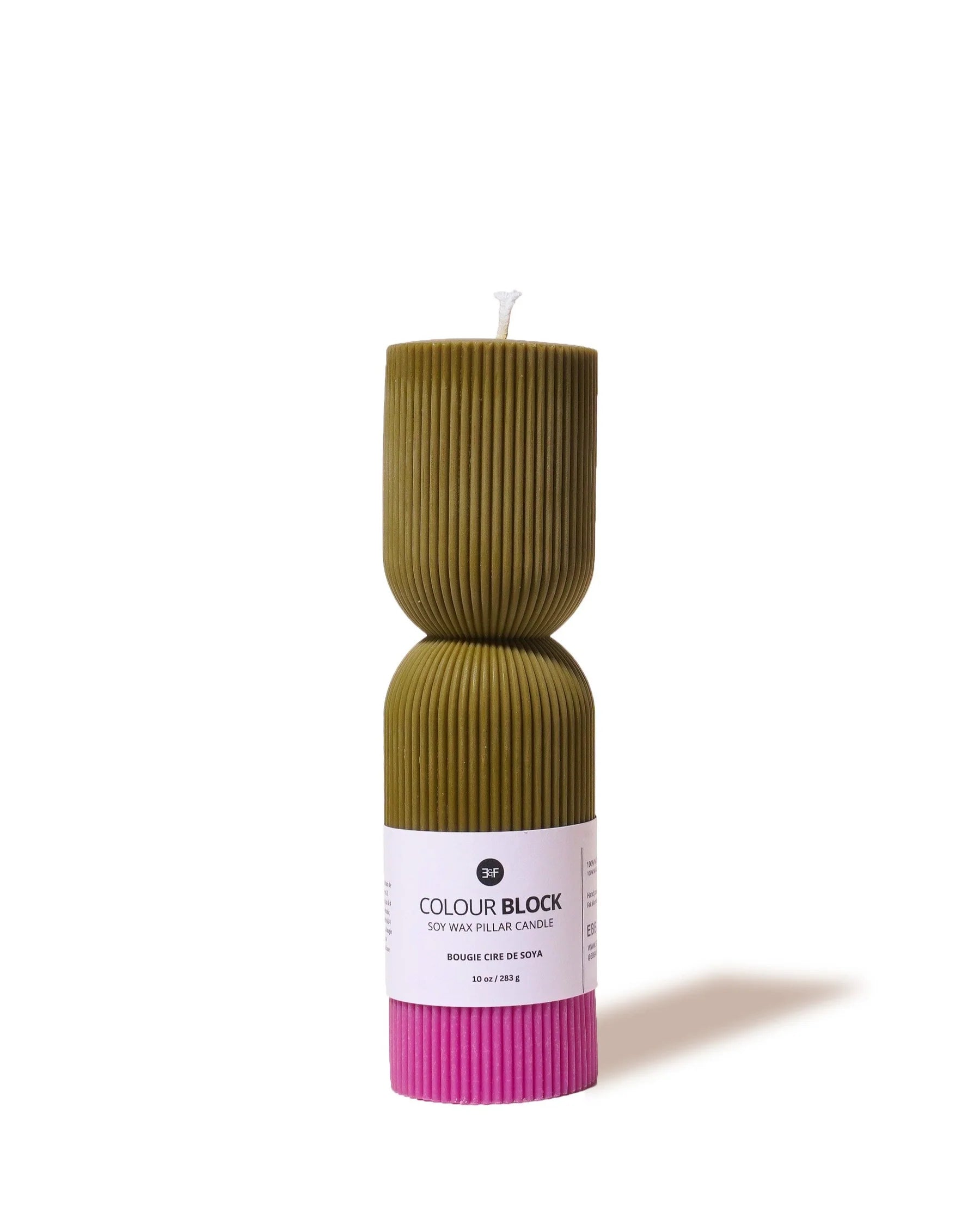 Ebb and Flow - Colour Block Pillar Candle in Pine and Orchid