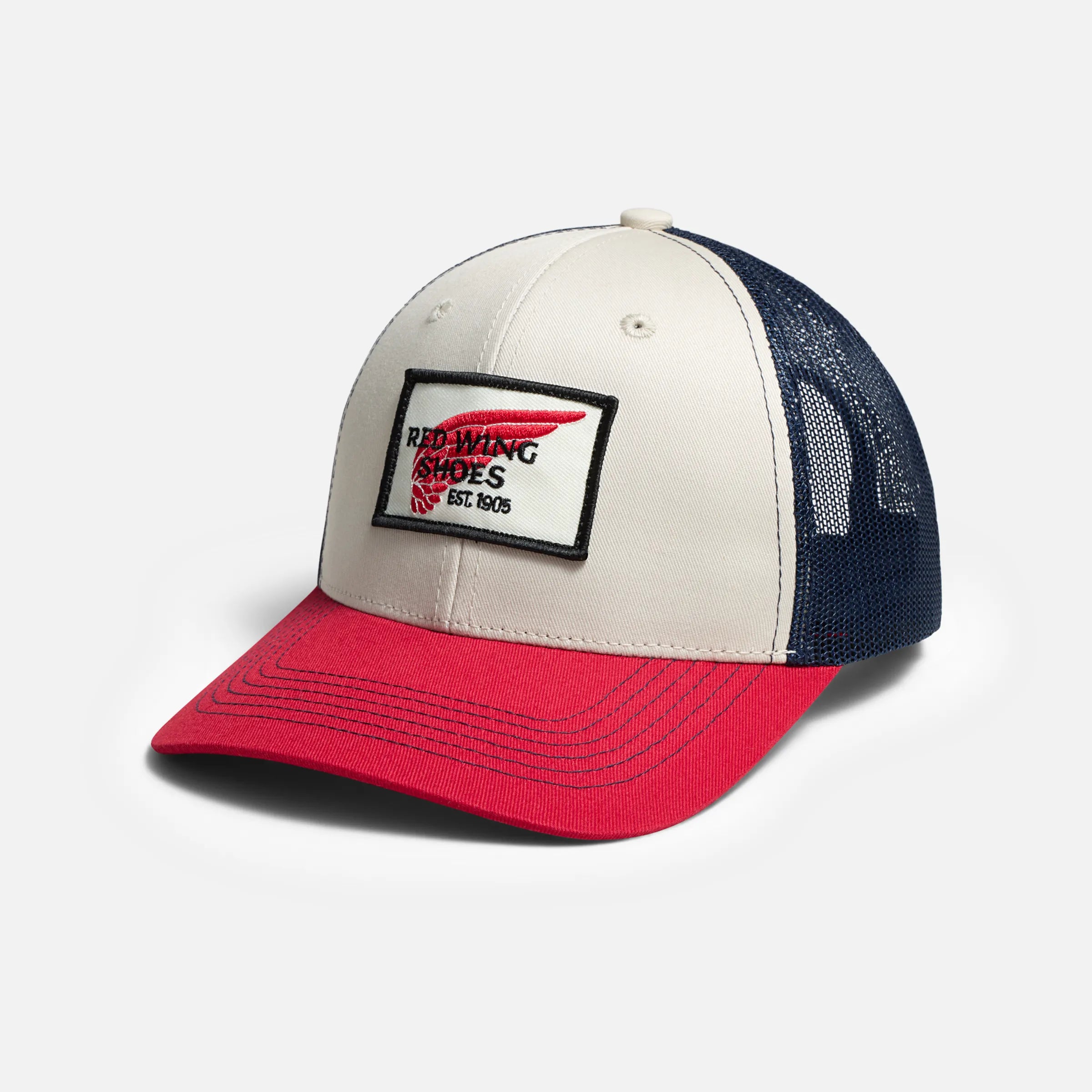 Red Wing - Pro Trucker Cap in Stone/Red/Navy