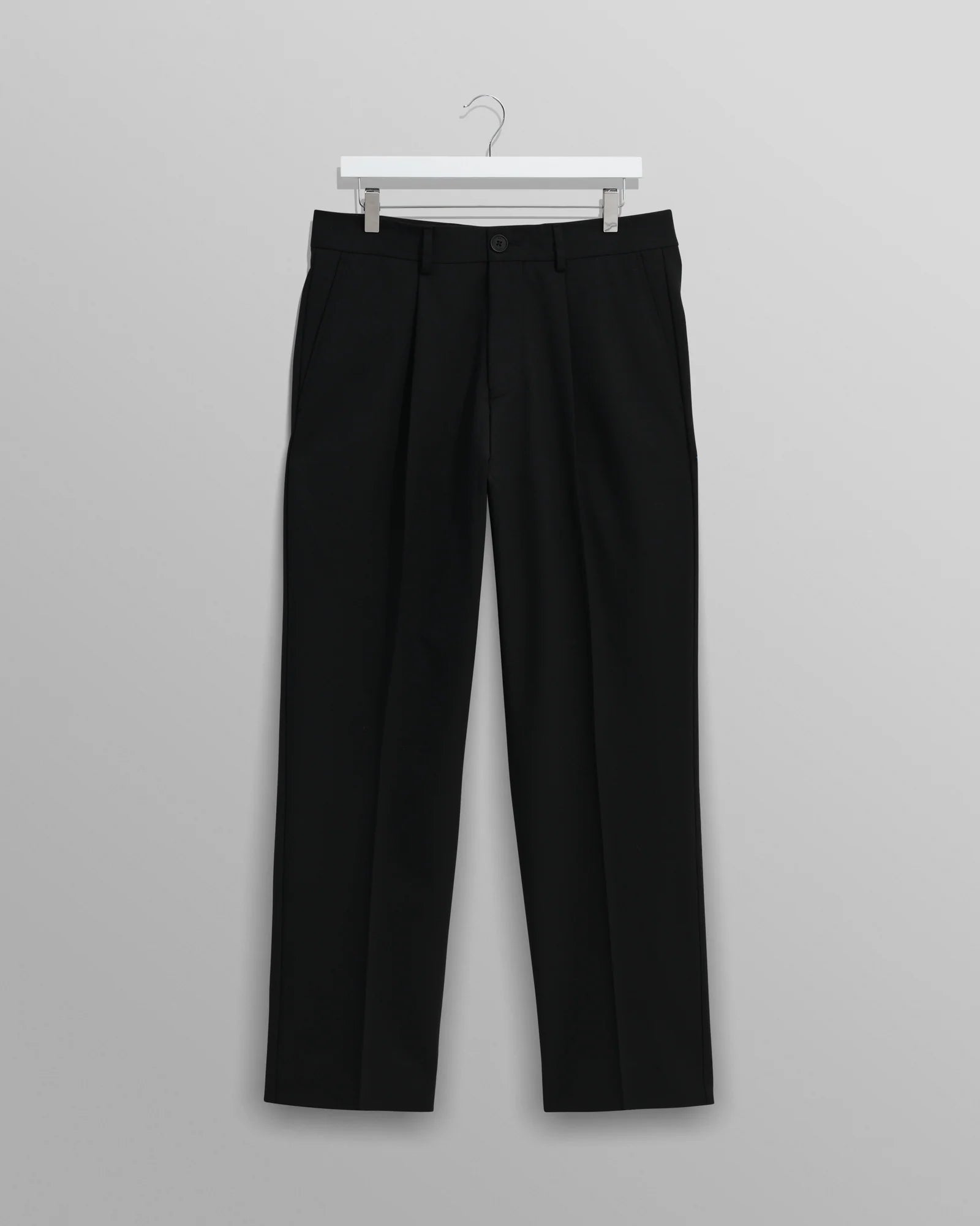 Wax London - Aubyn Black Wool Blend Twill Pleated Trousers