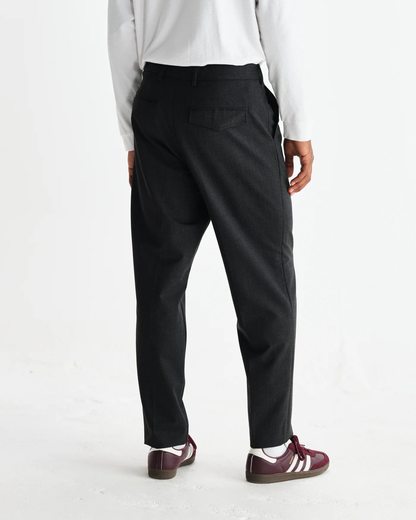 Wax London - Aubyn Charcoal Wool Blend Twill Pleated Trousers