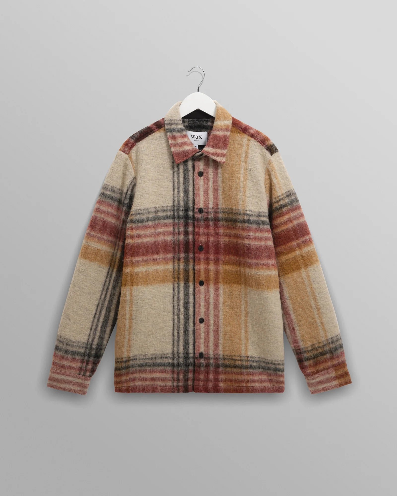 Wax London - Nolan Natural And Multicolour Check Wool Overshirt