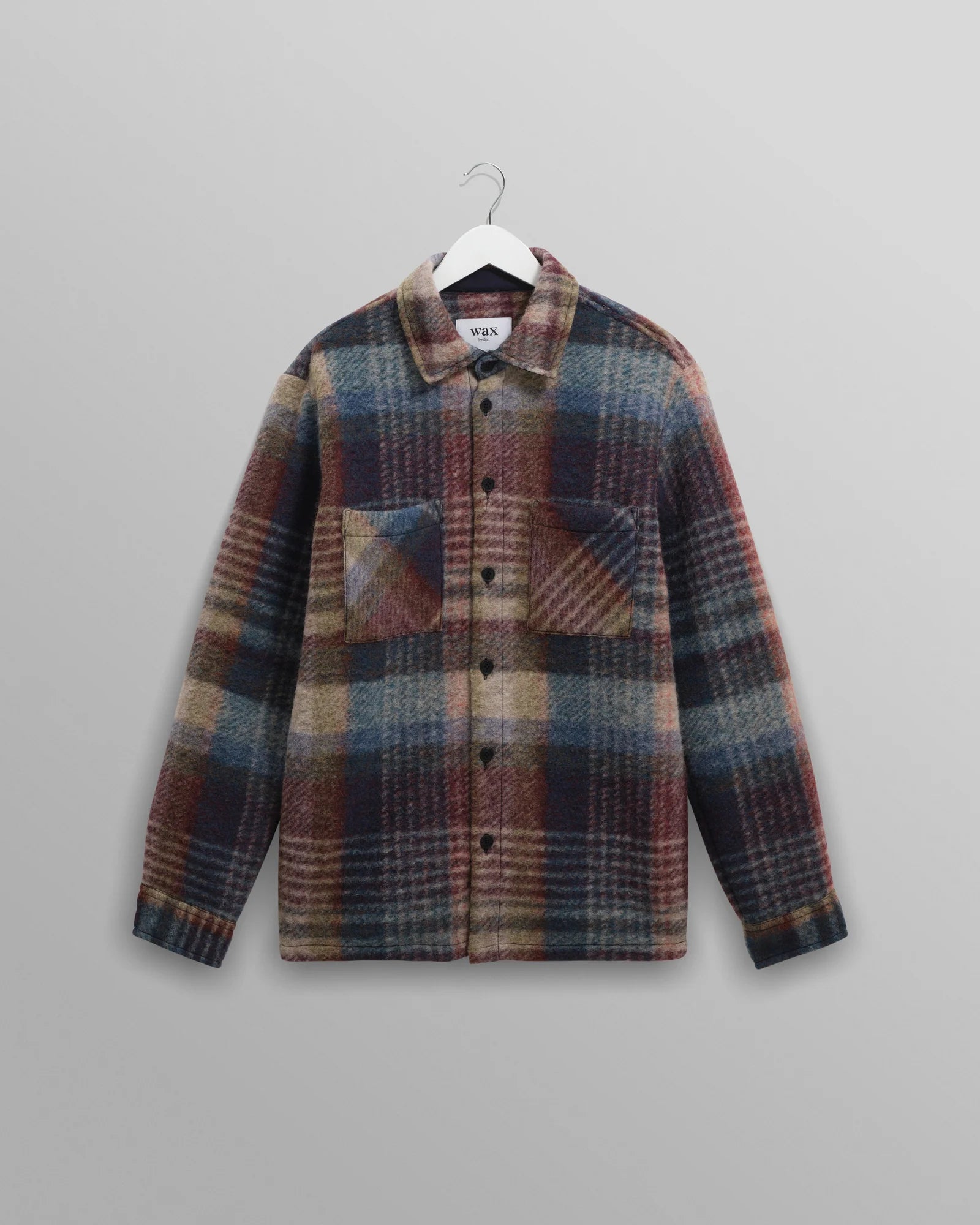 Wax London - Whiting Blue And Multicolour Wool Check Overshirt