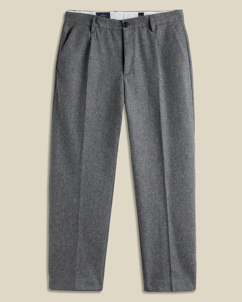 Portuguese Flannel - Single Pleat Trousers in Grey Wool