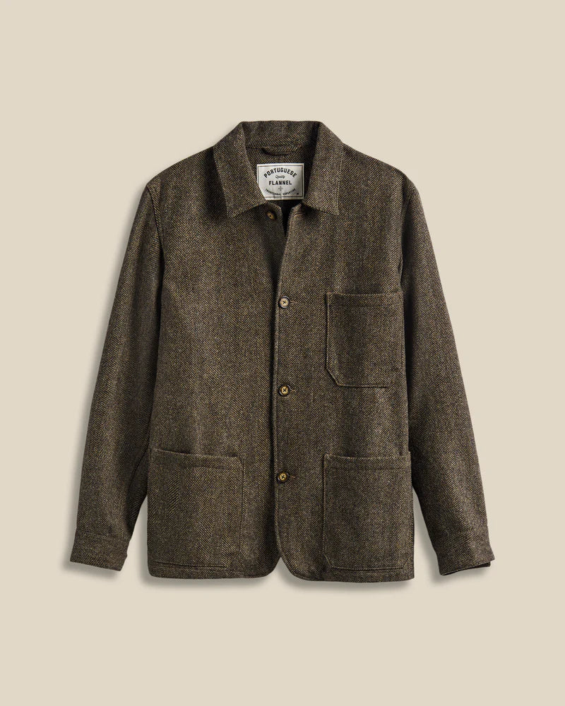 Portuguese Flannel - Labura Herringbone Wool in Brown