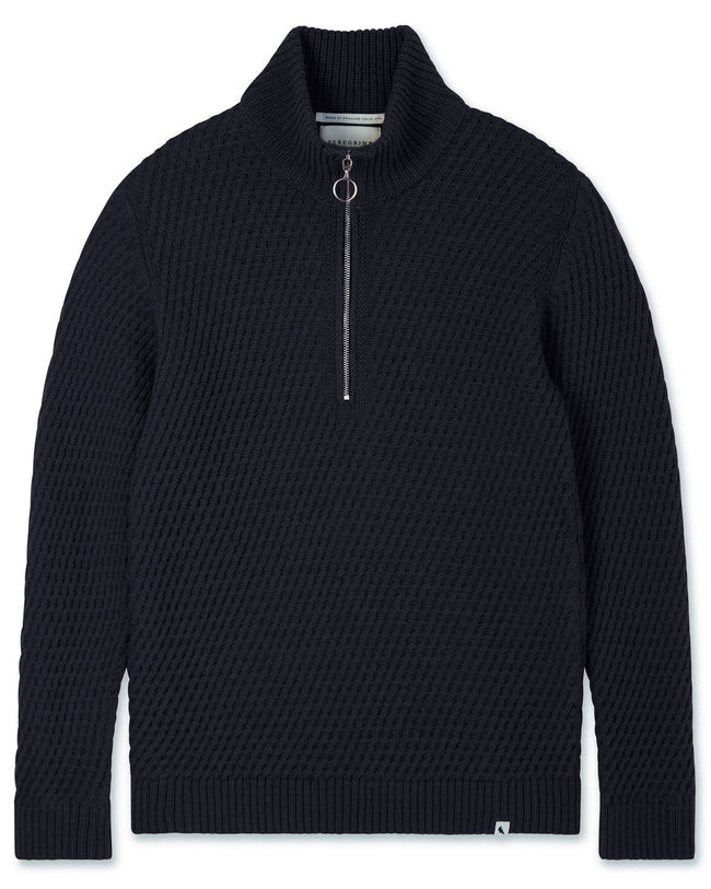 Peregrine - Birchall Quarter Zip Jumper in Navy