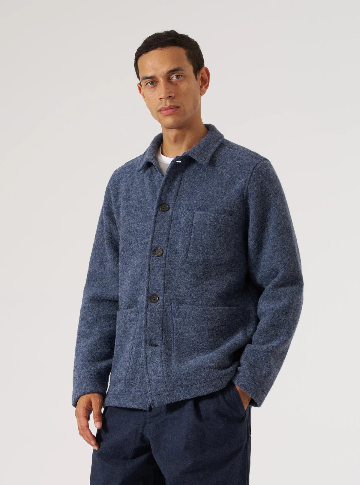 Universal Works - Wool Fleece Field Jacket in Slate Blue
