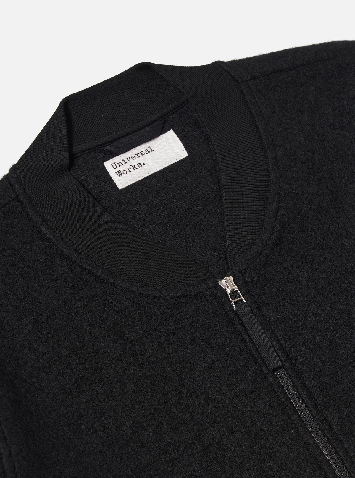 Universal Works - Wool Fleece Zip Bomber in Black