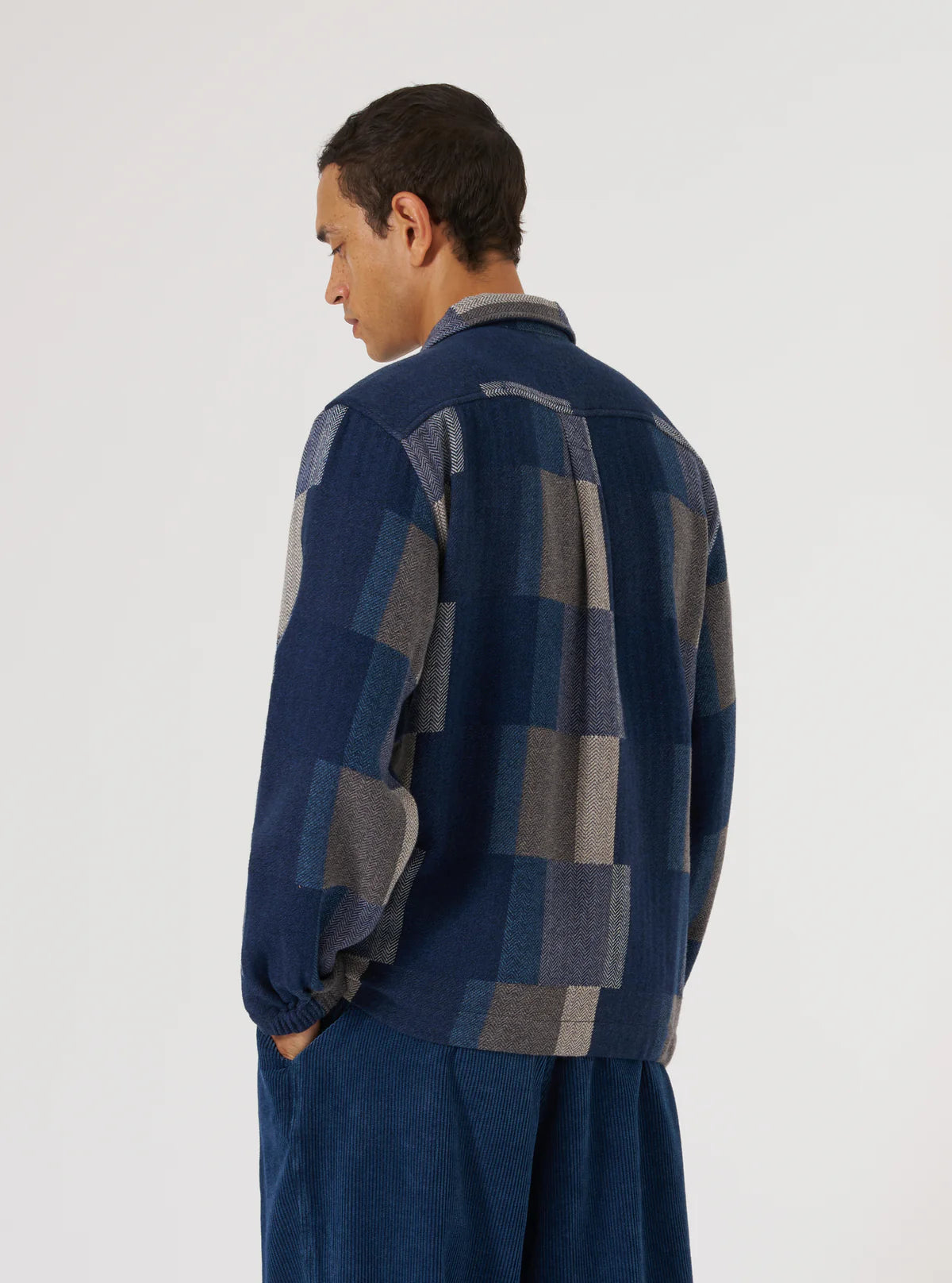 Universal Works - L/S Tech Overshirt Navy Japanese Patchwork