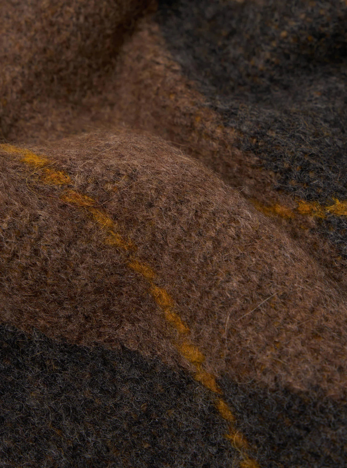 Universal Works - Langdale Argyll Cardigan in Brown Alpaca Knit