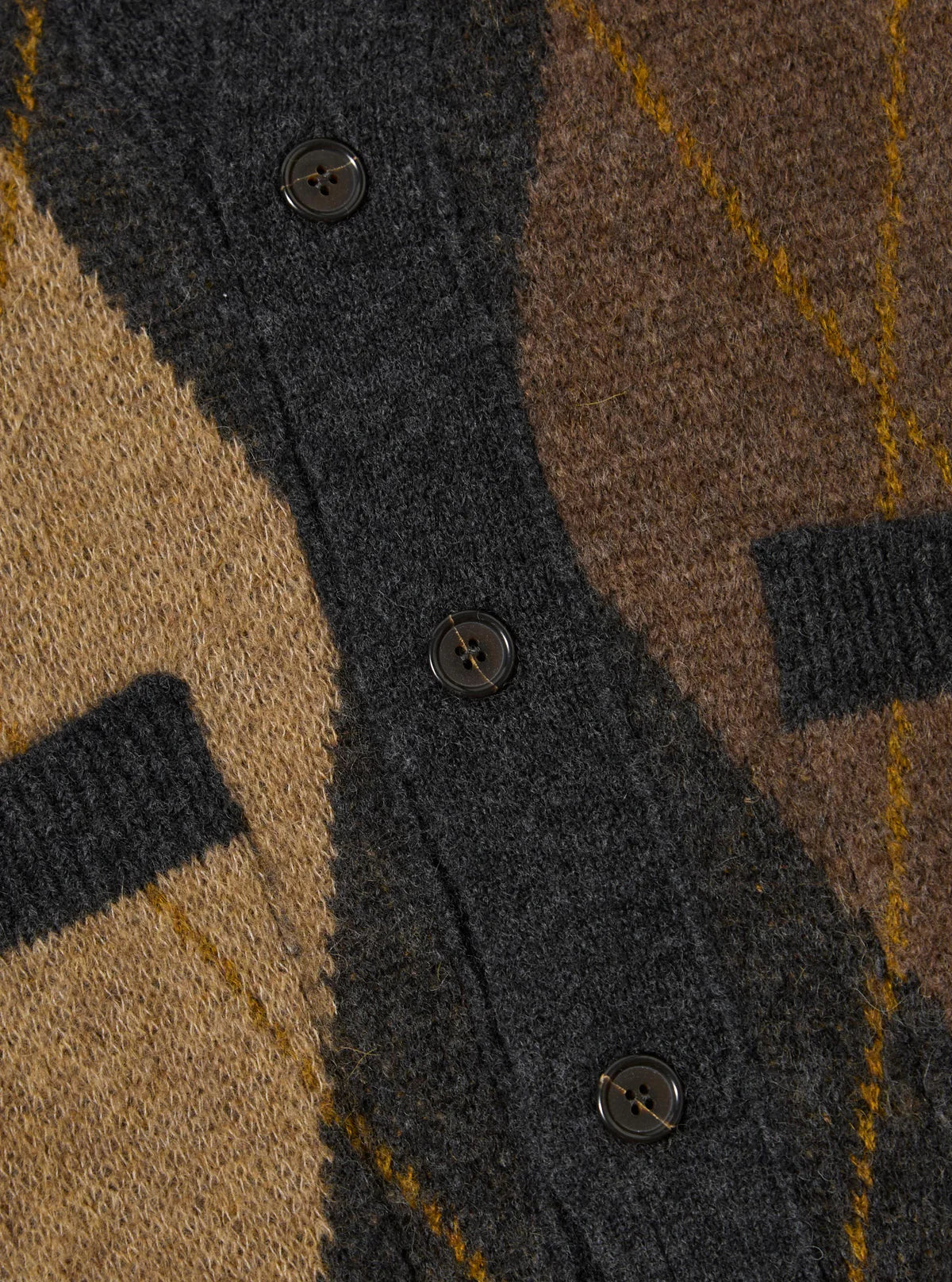 Universal Works - Langdale Argyll Cardigan in Brown Alpaca Knit