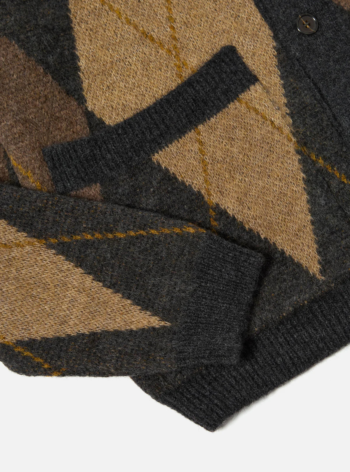 Universal Works - Langdale Argyll Cardigan in Brown Alpaca Knit