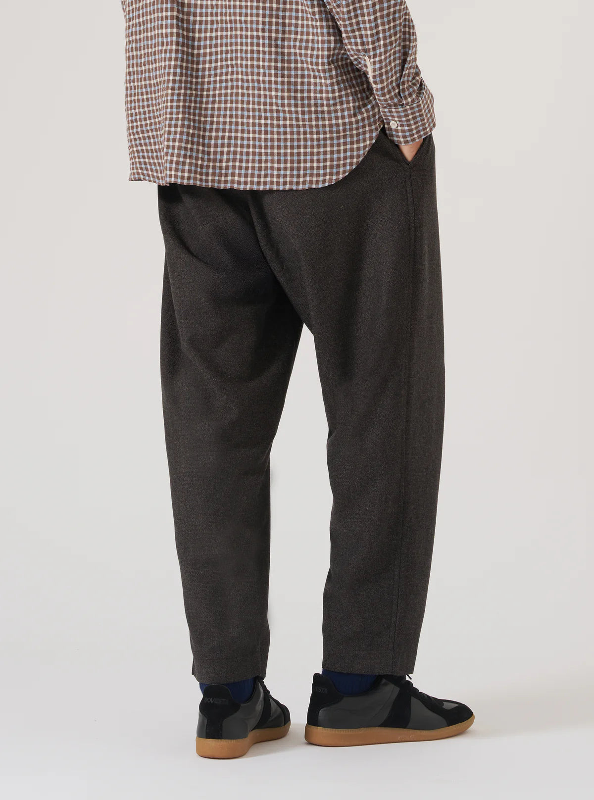 Universal Works - Pleated Track Pant in Brown Upcycled Italian Tweed