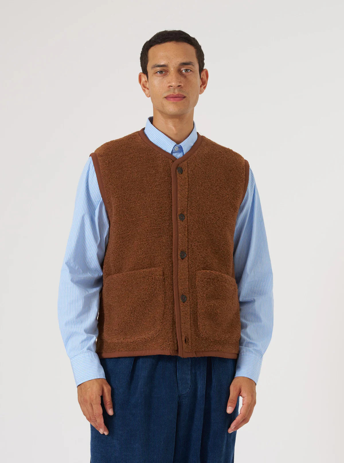 Universal Works - Lancaster Gilet in Cumin Alvar Fleece