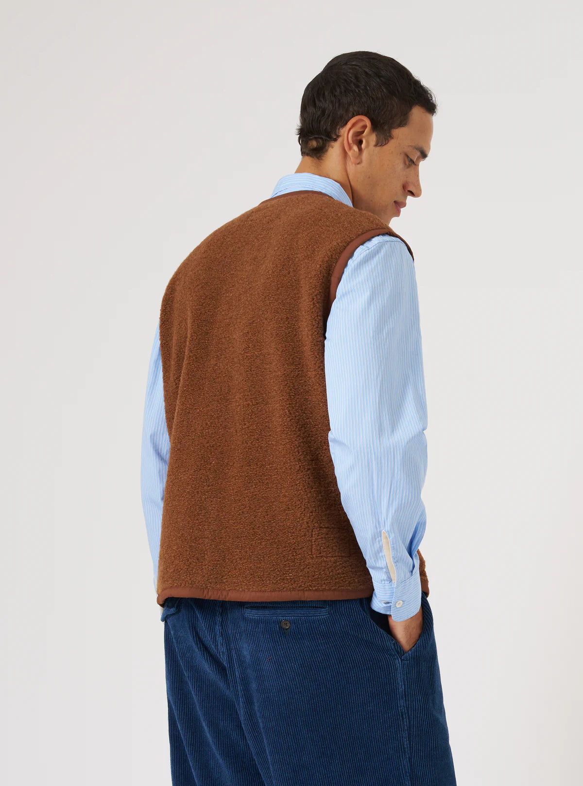 Universal Works - Lancaster Gilet in Cumin Alvar Fleece