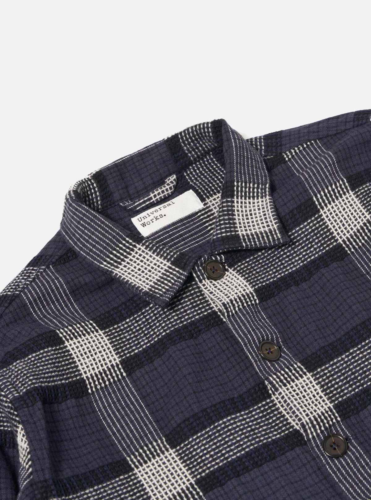 Universal Works - Easy Overshirt in Charcoal Polka Check