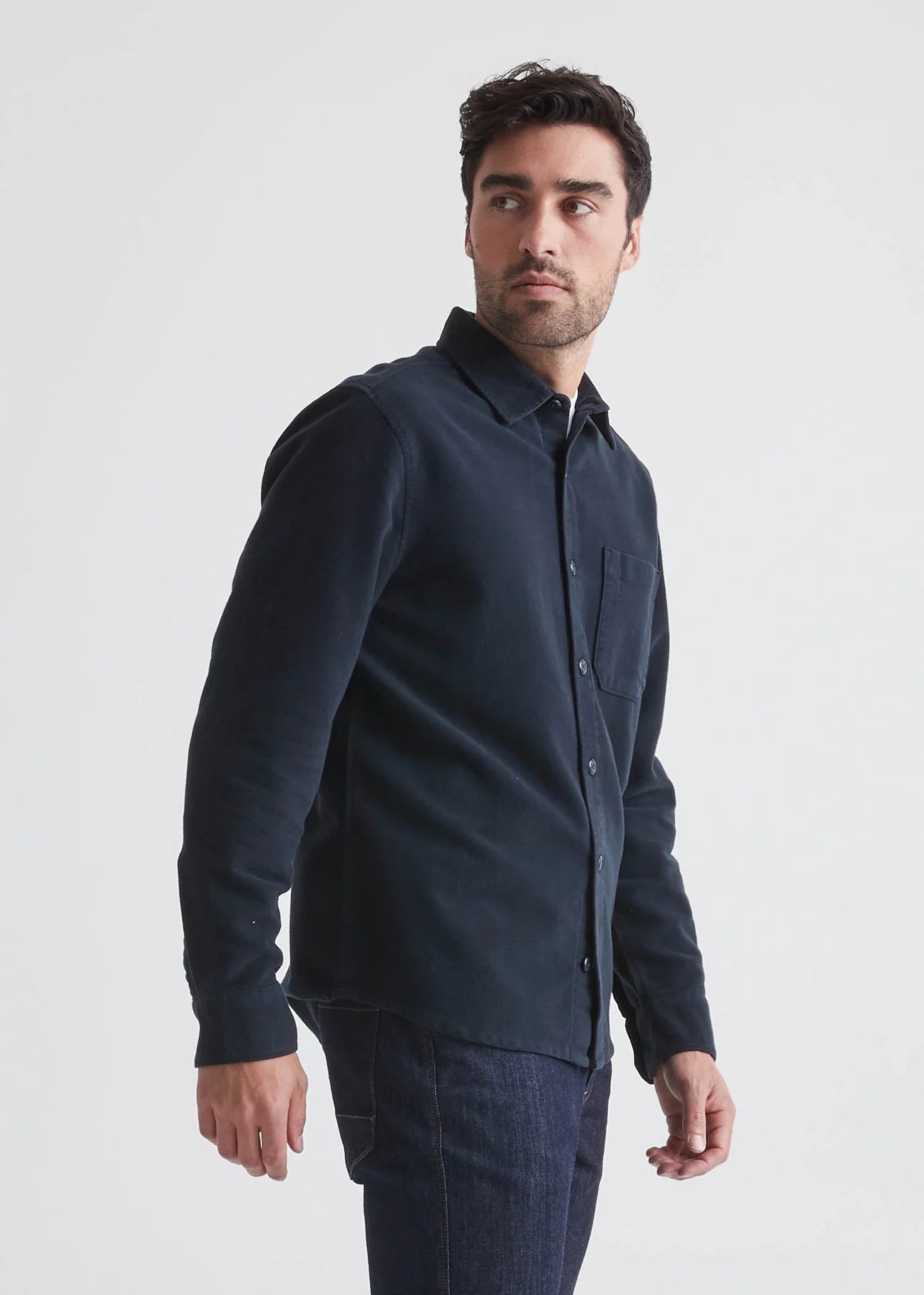 DUER - Relaxed Moleskin Button Up: Navy