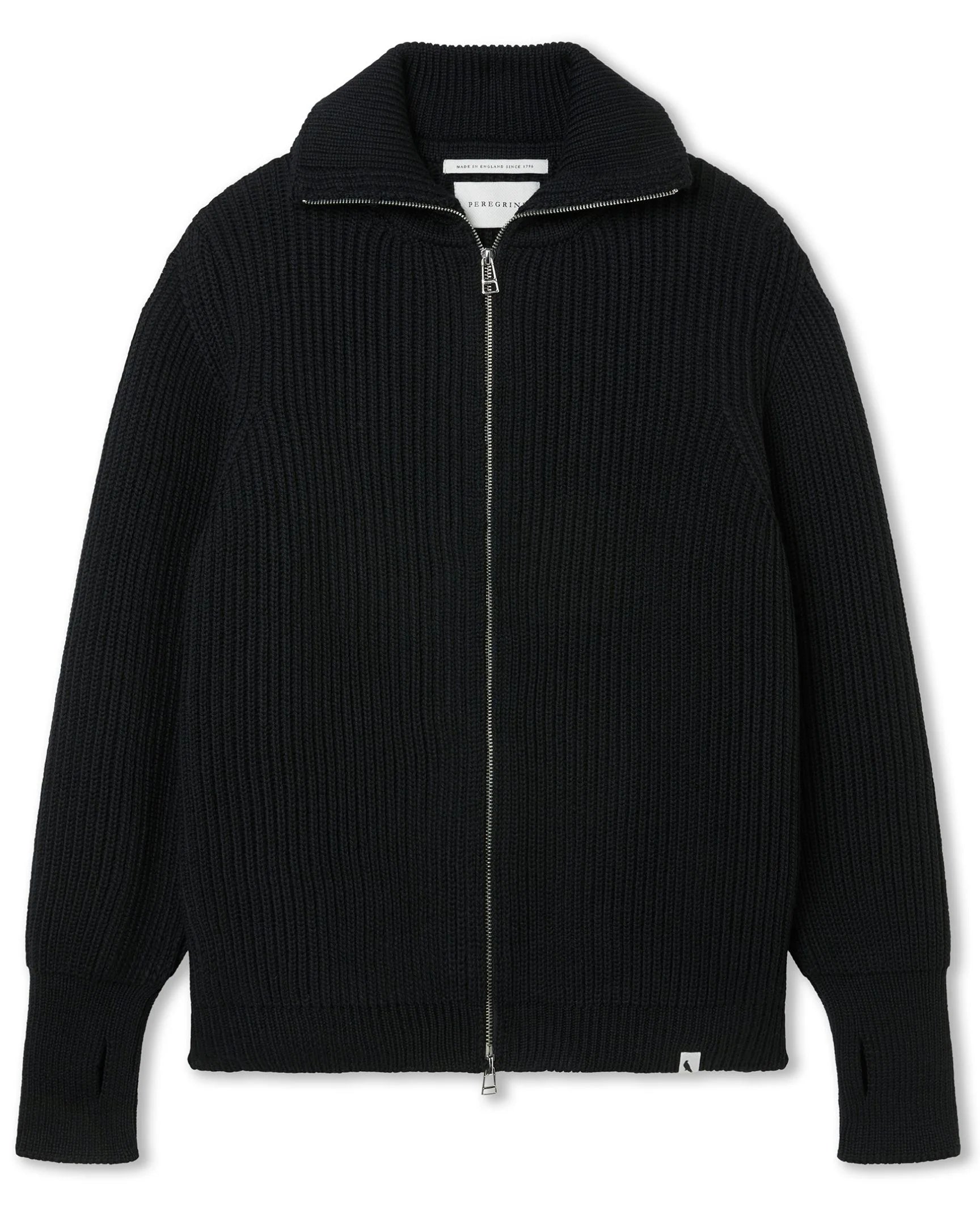 Peregrine - Fisherman Cardigan in Black