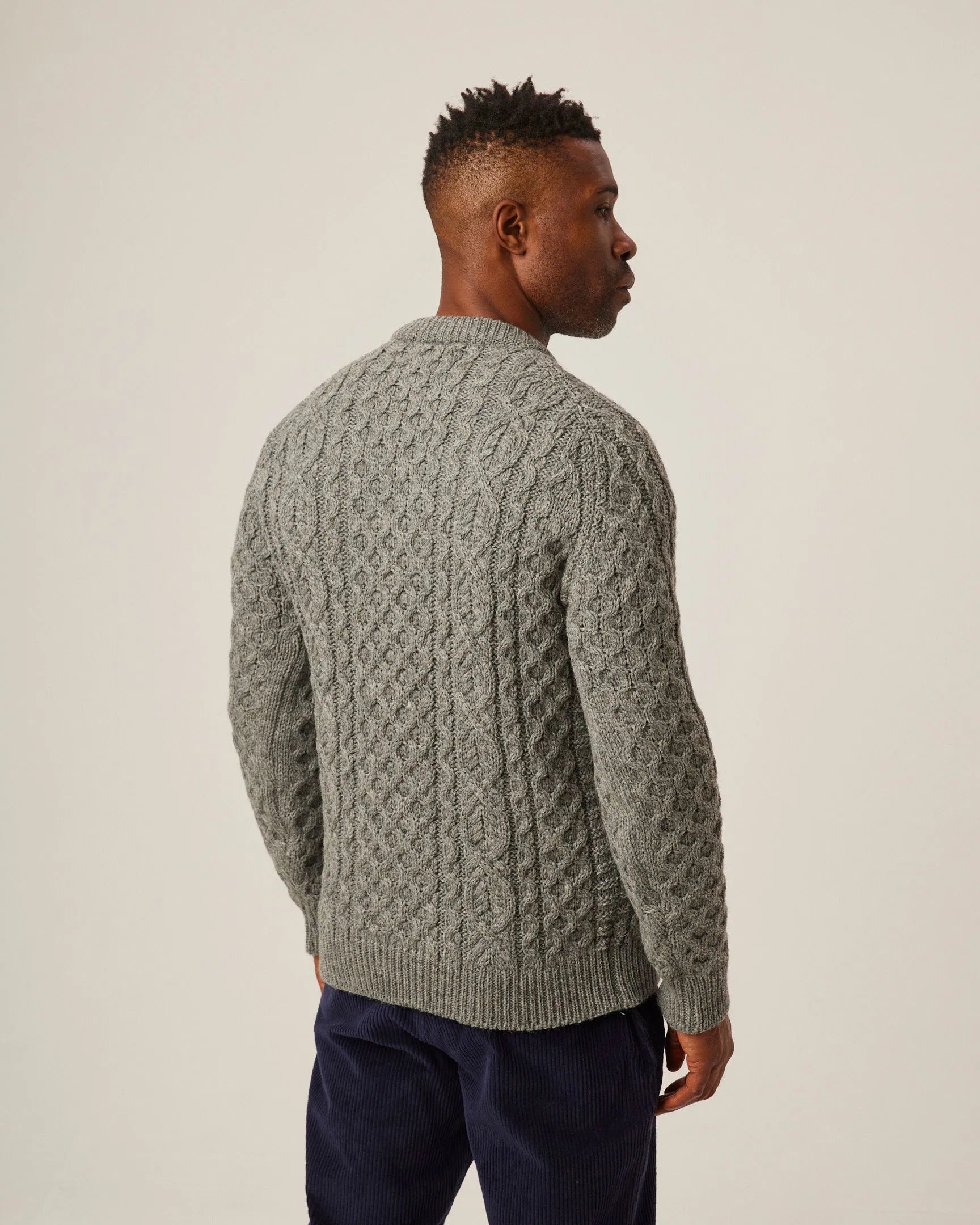 Peregrine- Hudson Aran Jumper in Steel