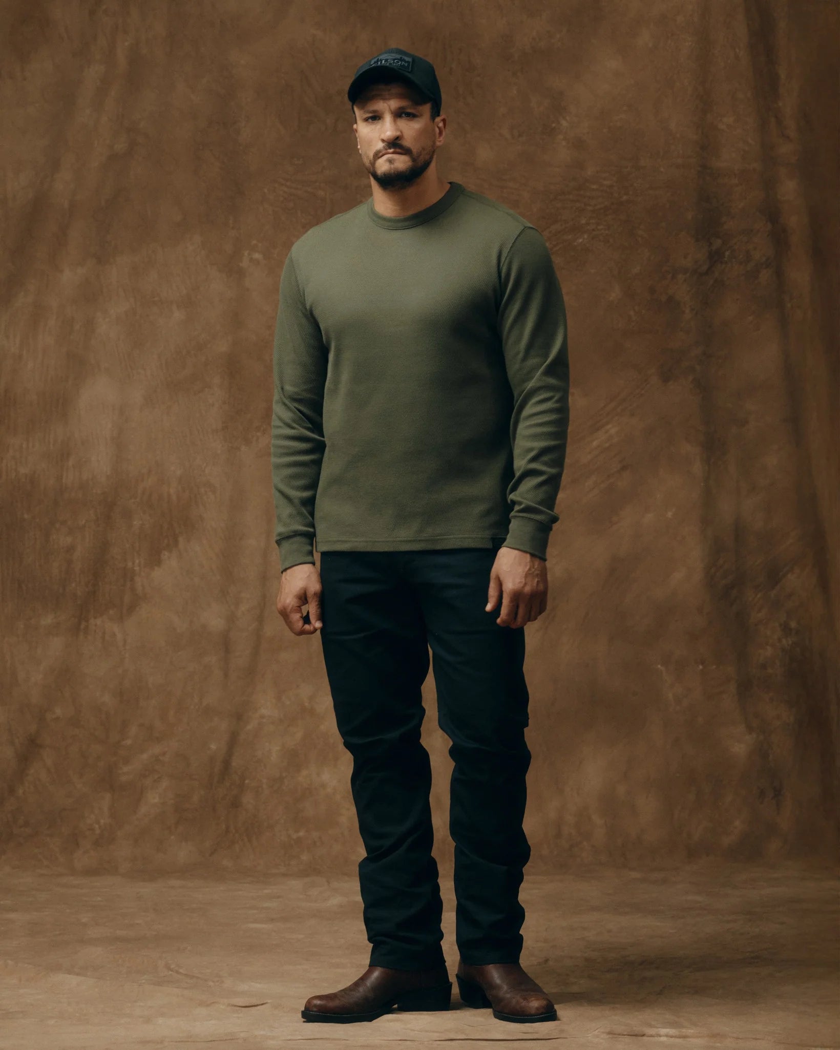 Filson- Waffle Knit Thermal Crewneck in Mossy Rock
