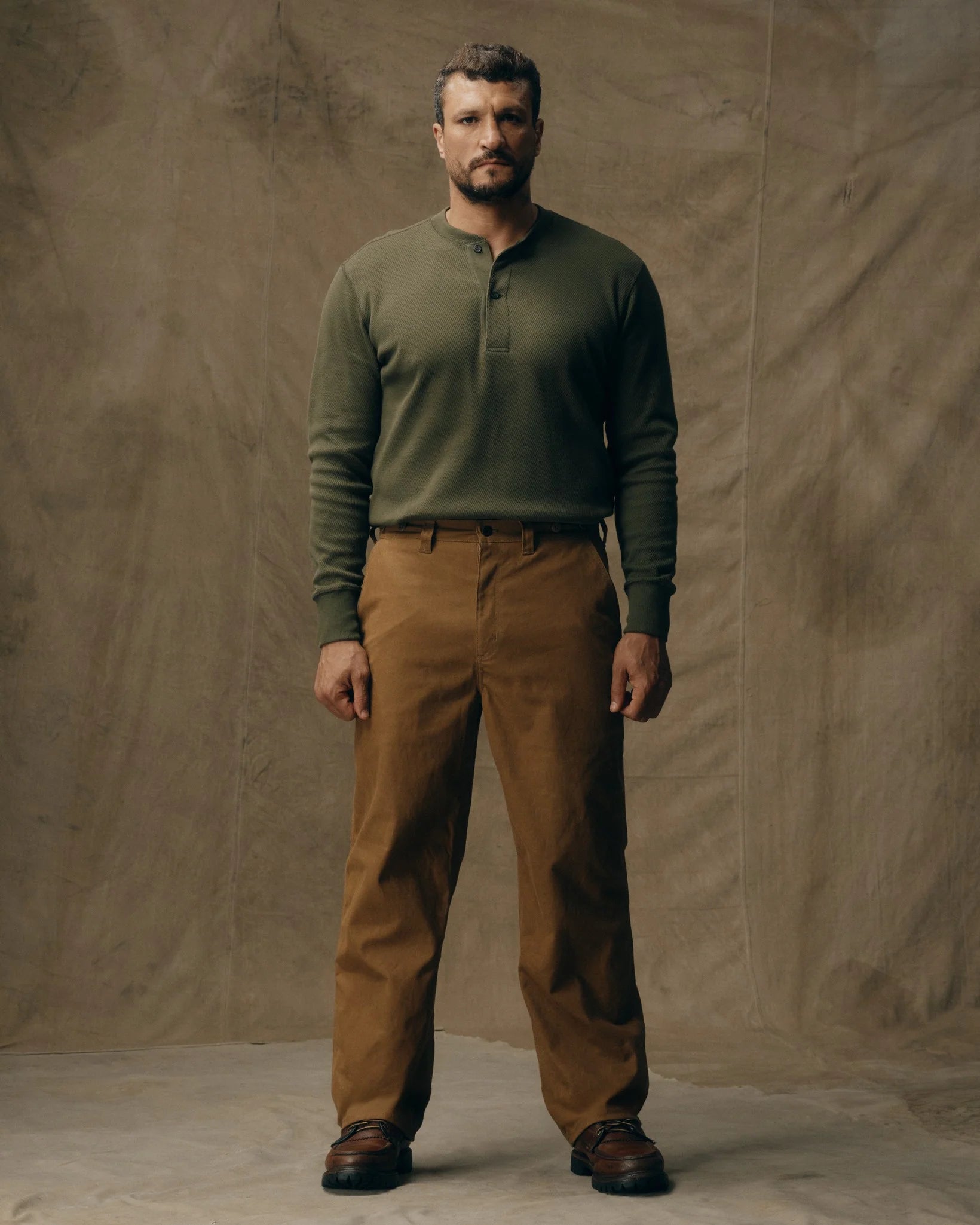Filson - Waffle Knit Henley in Mossy Rock