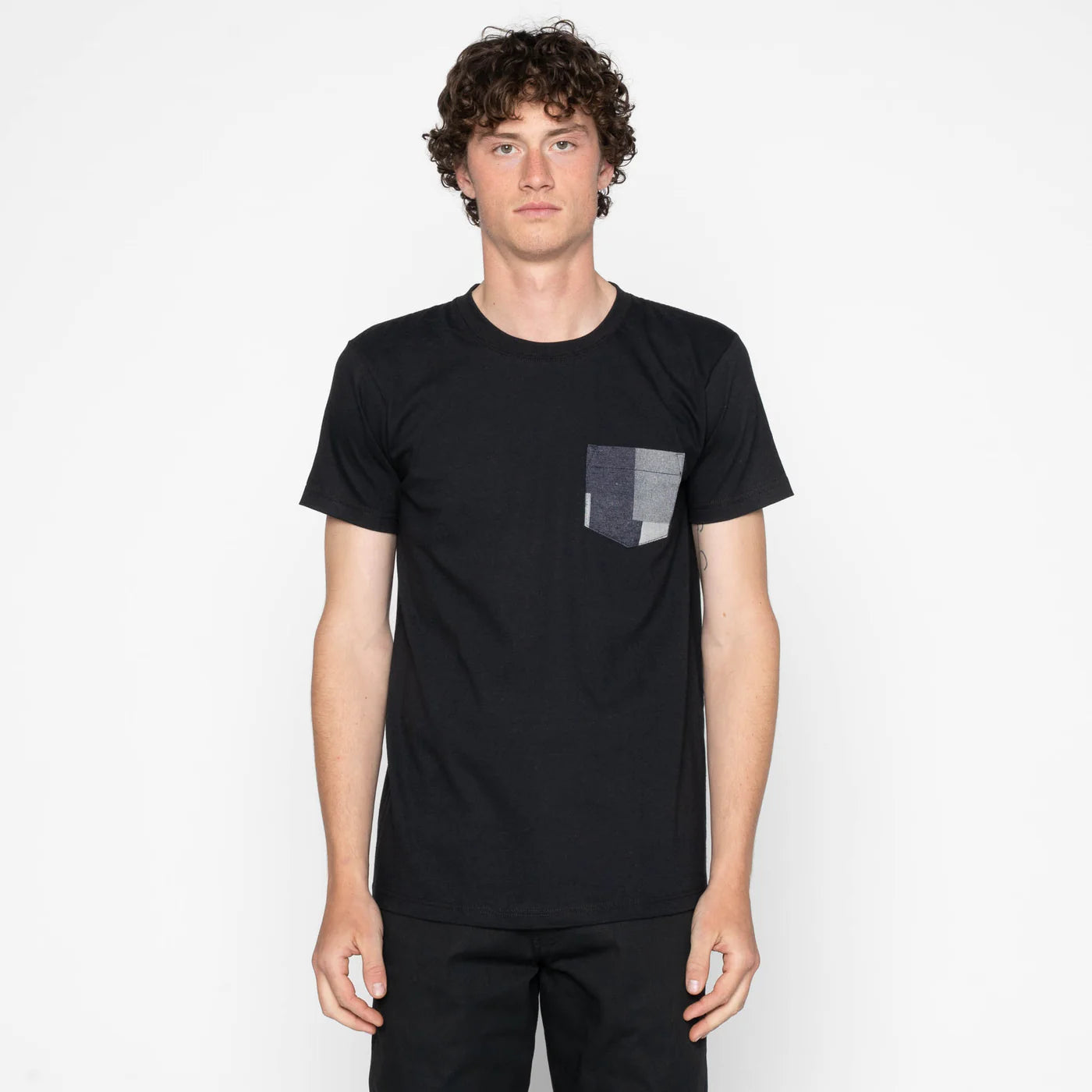 Naked & Famous - Pocket Tee in Black + Indigo Jacquard