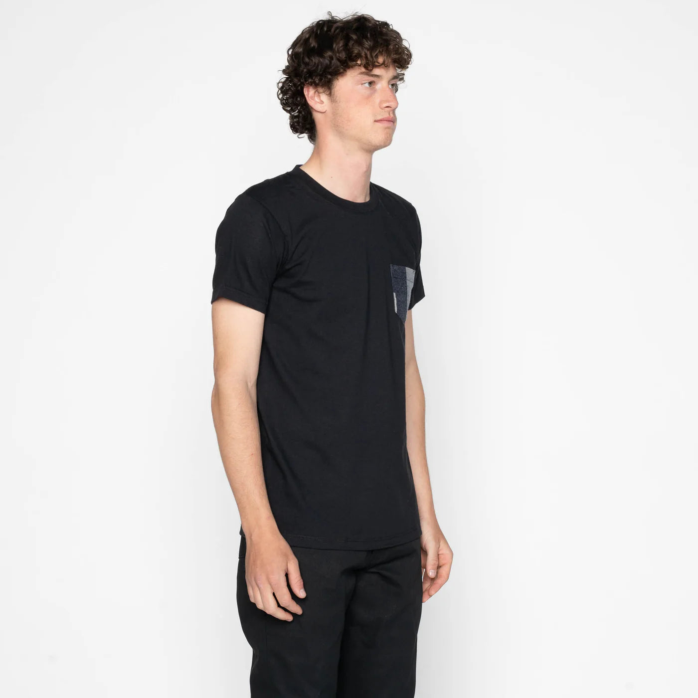 Naked & Famous - Pocket Tee in Black + Indigo Jacquard