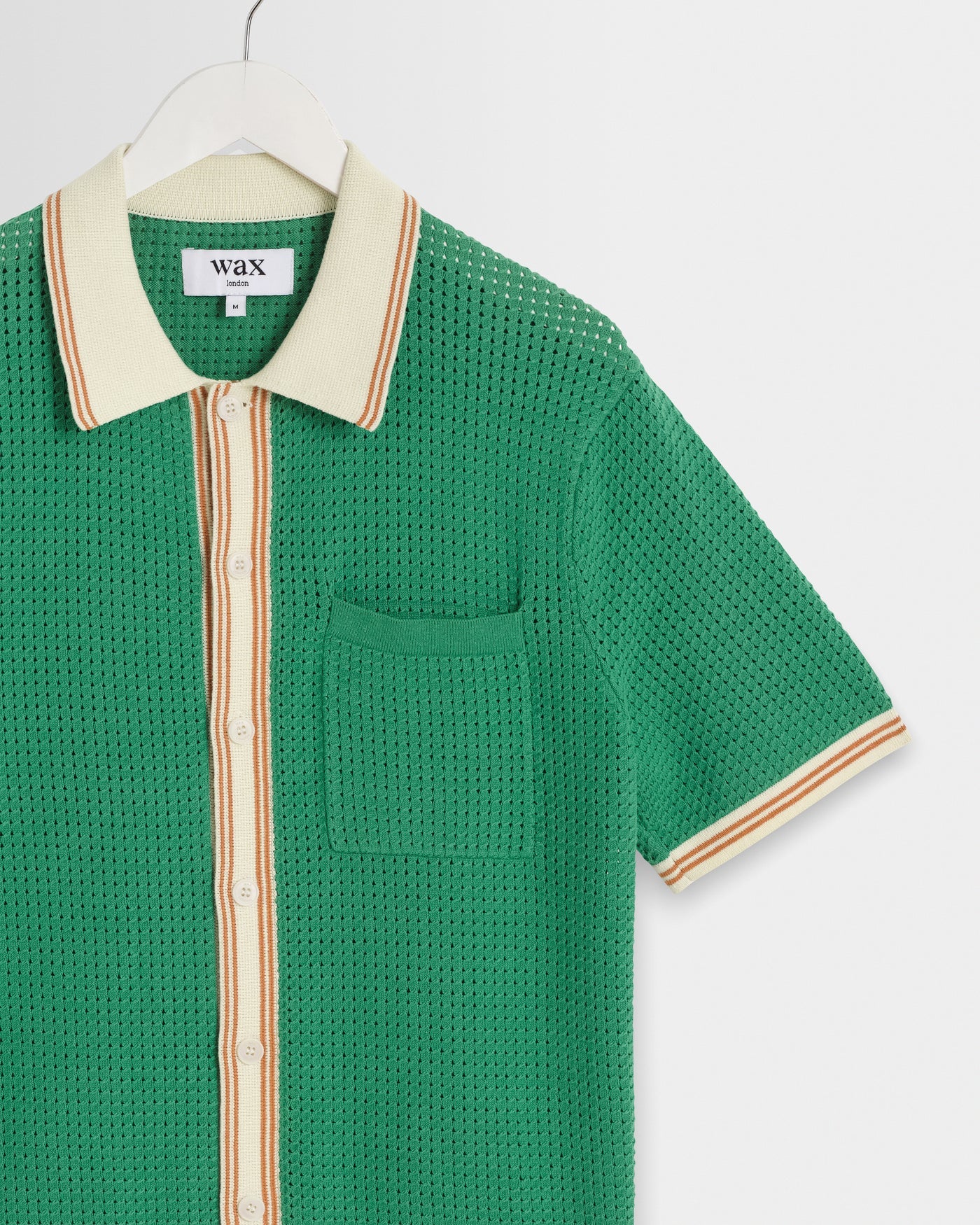 Wax London - Belle Tipped Pointelle Polo Shirt in Green
