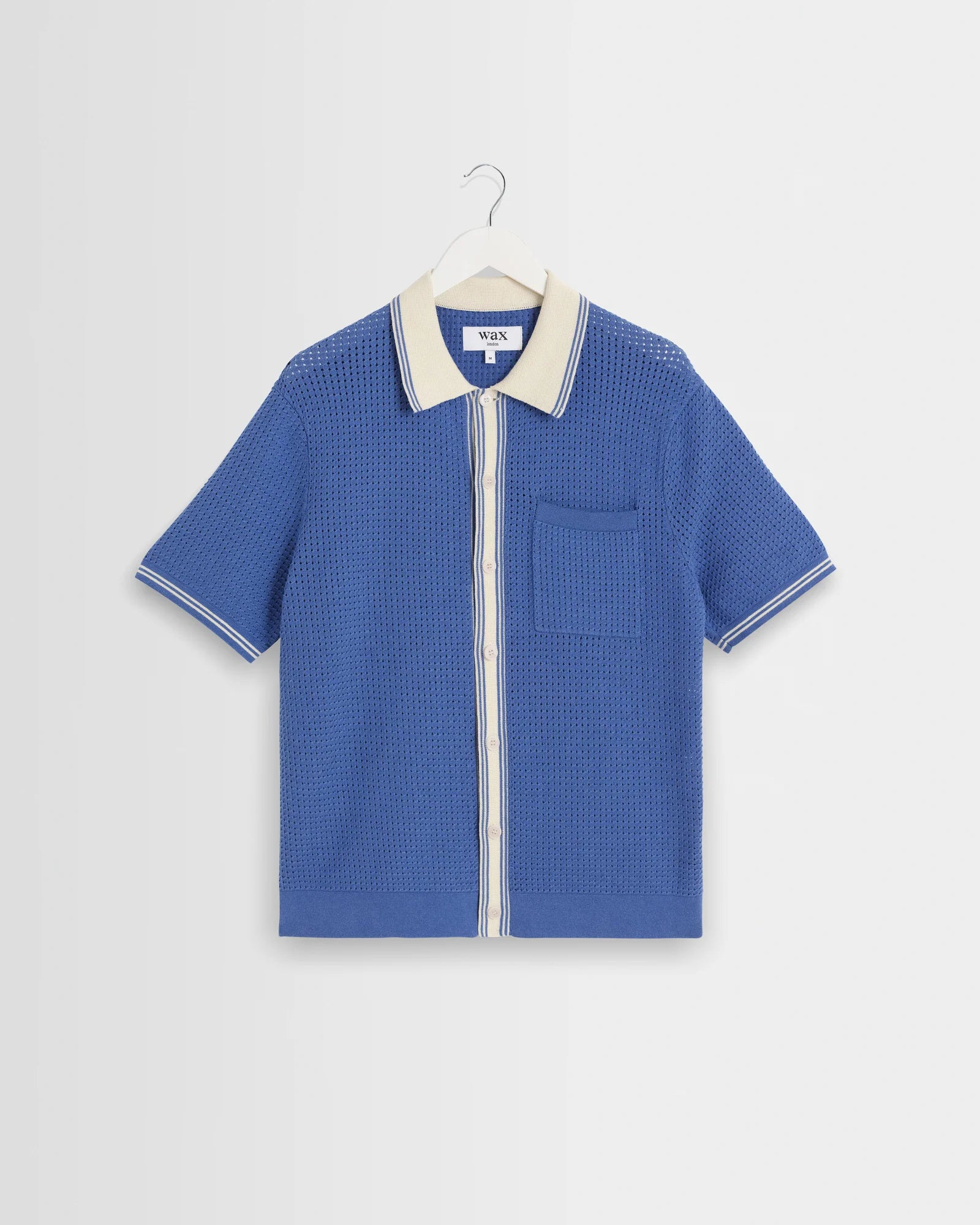 Wax London - Belle Tipped Pointelle Polo Shirt in Blue