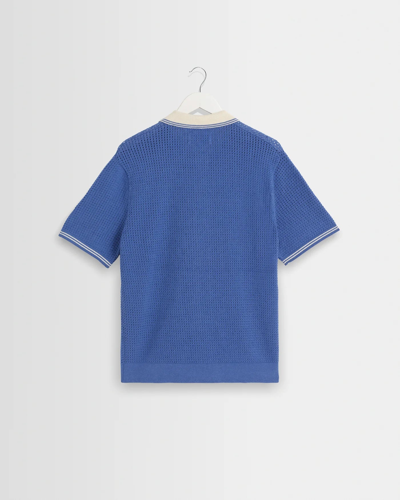 Wax London - Belle Tipped Pointelle Polo Shirt in Blue
