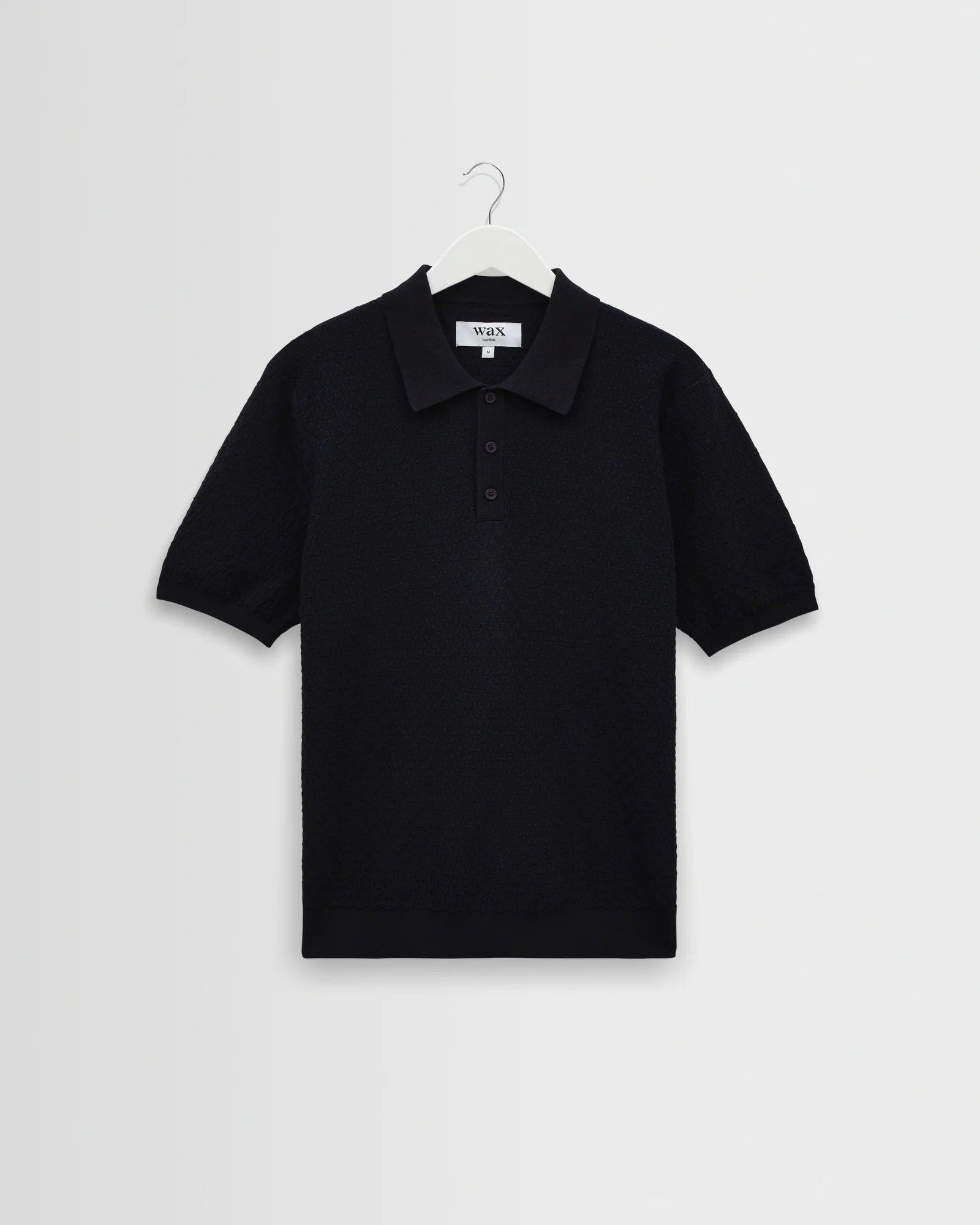Wax London - Naples Retro Diamond Knitted Polo in Navy
