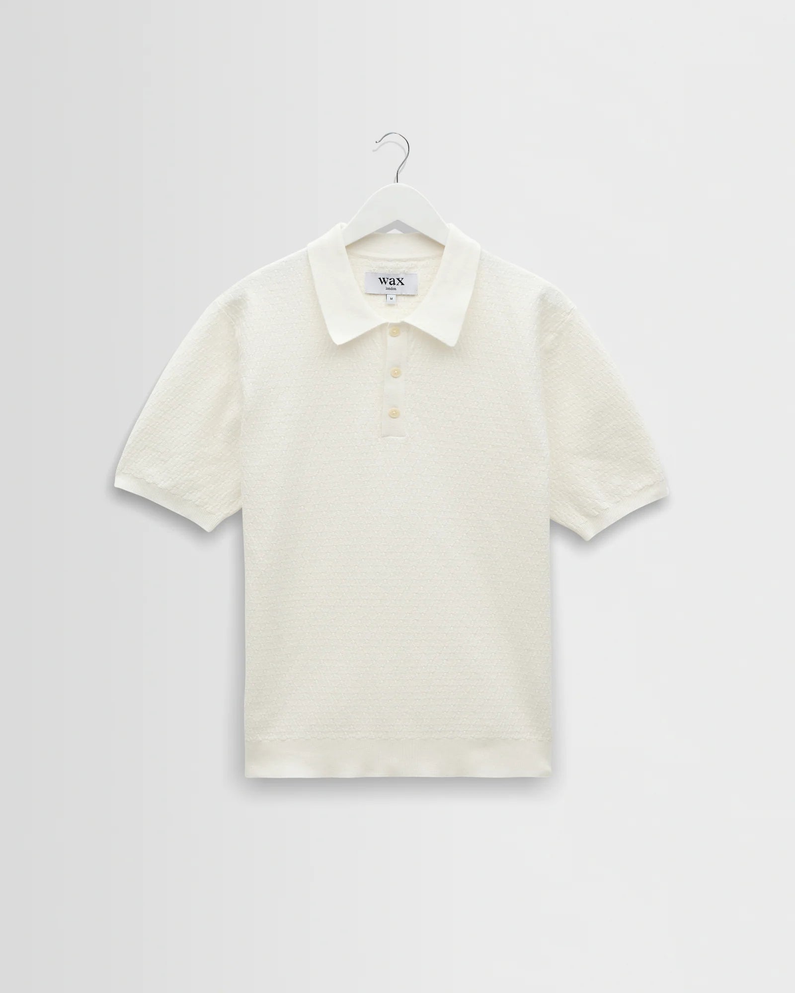 Wax London - Naples Retro Diamond Knitted Polo in Ecru