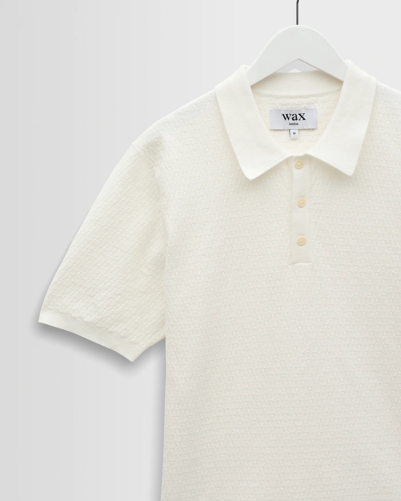Wax London - Naples Retro Diamond Knitted Polo in Ecru
